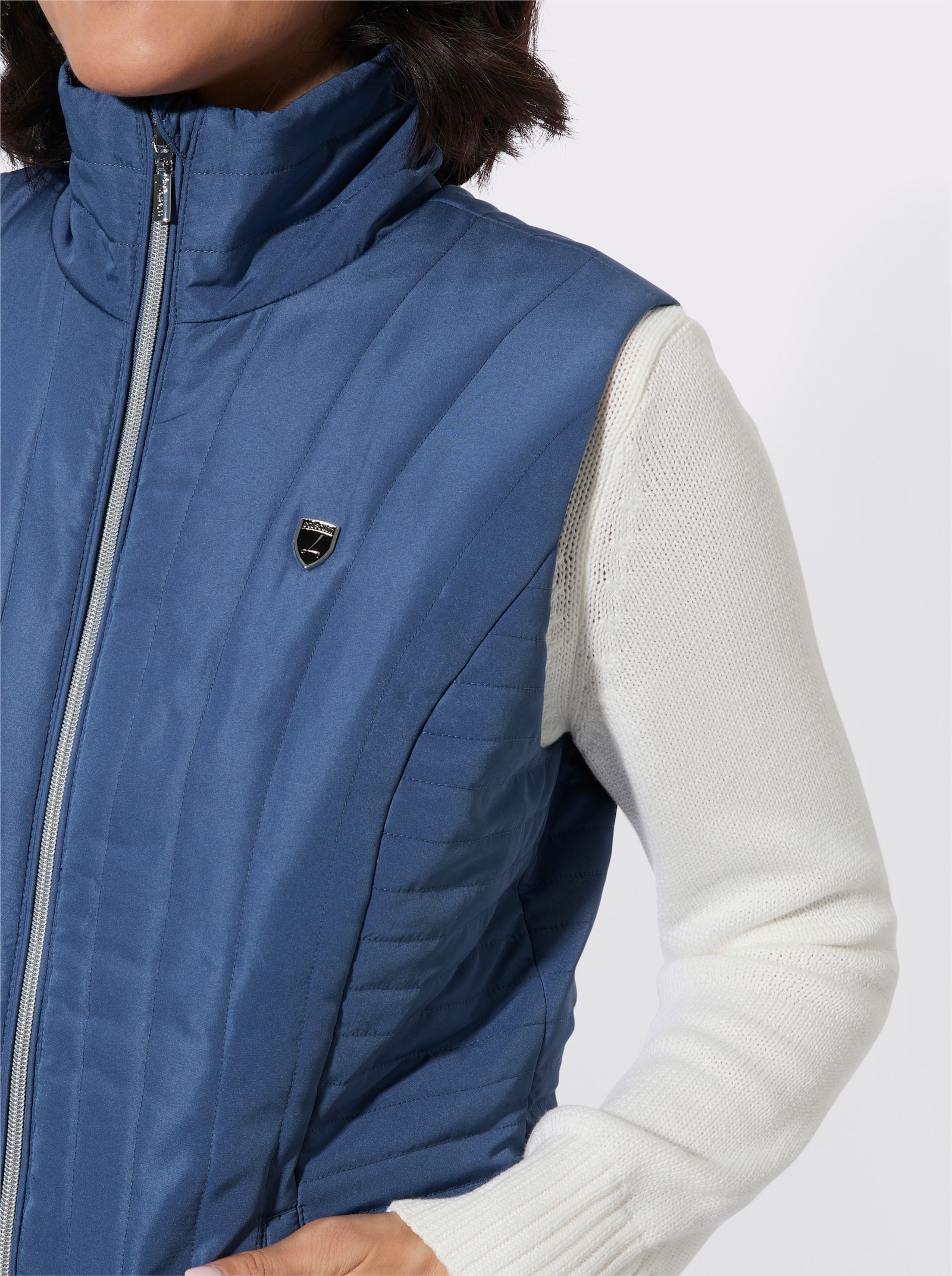 Steppweste mit Zippertaschen - jeansblau