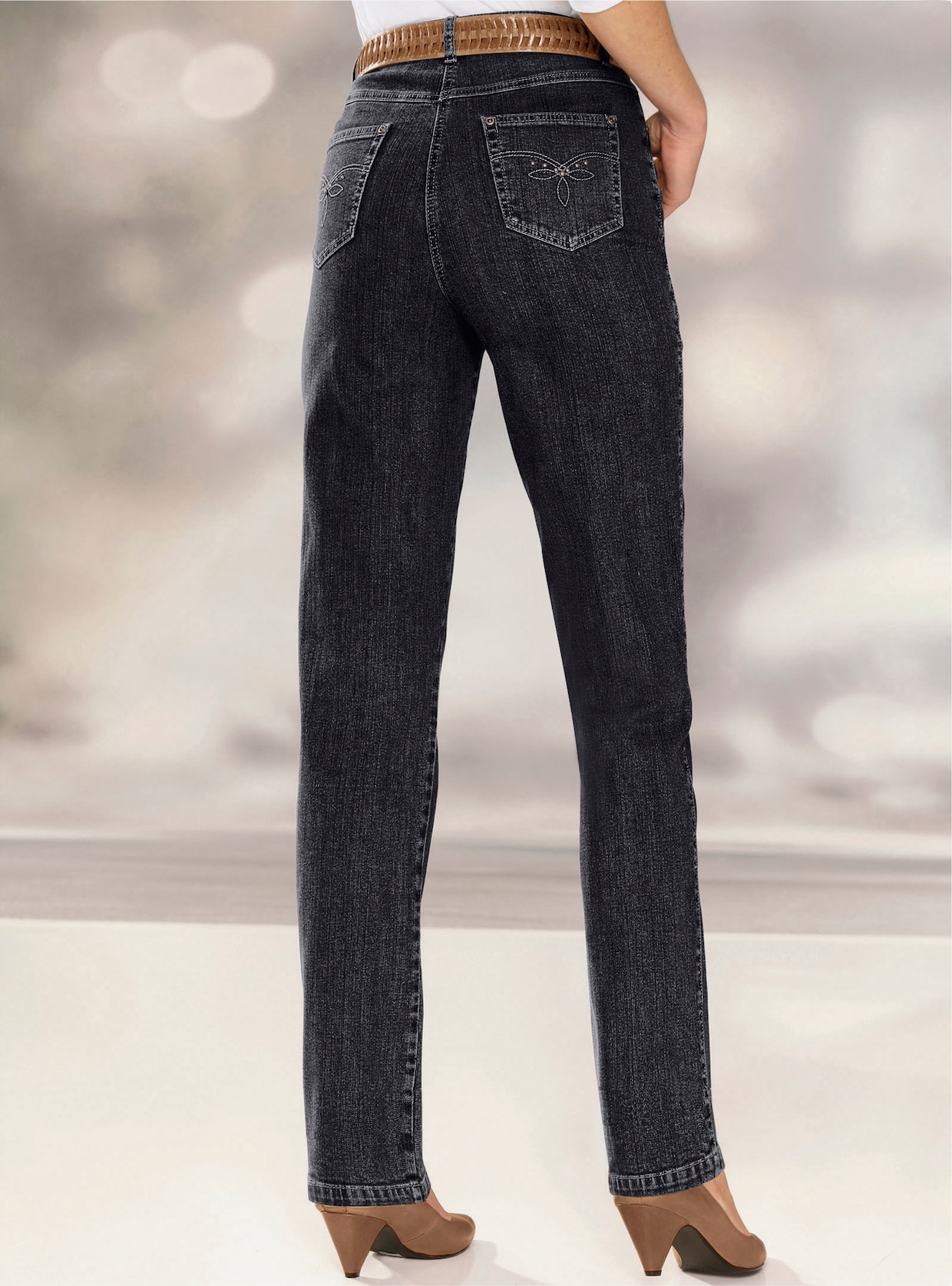 Džínsy s 5 vreckami - čierna džínsovina
