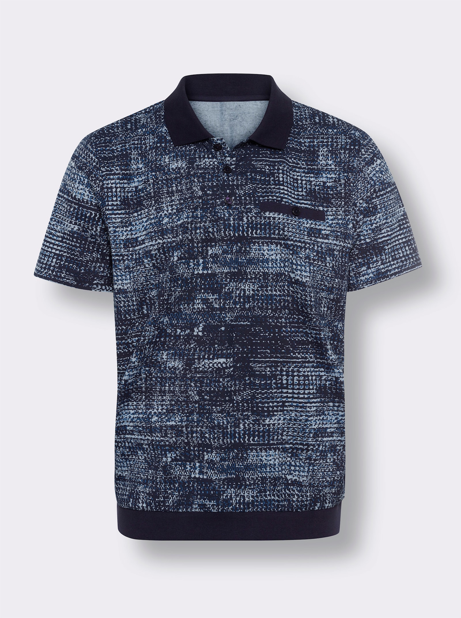Poloshirt mit Melange-Druck - marine-gemustert