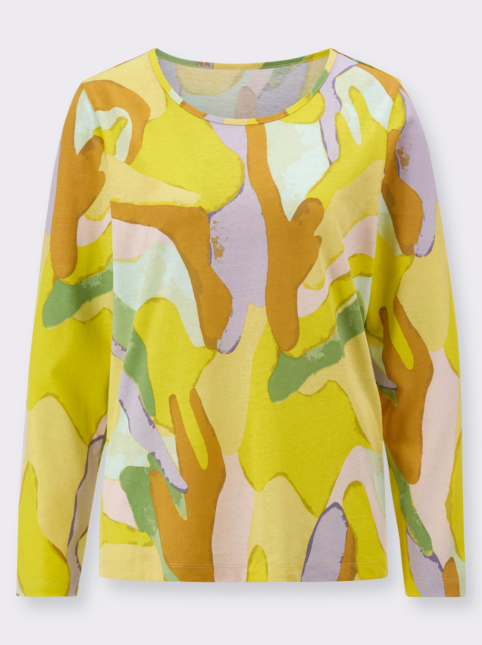 Shirt met lange mouwen in kleurrijk dessin - limoen/lila bedrukt