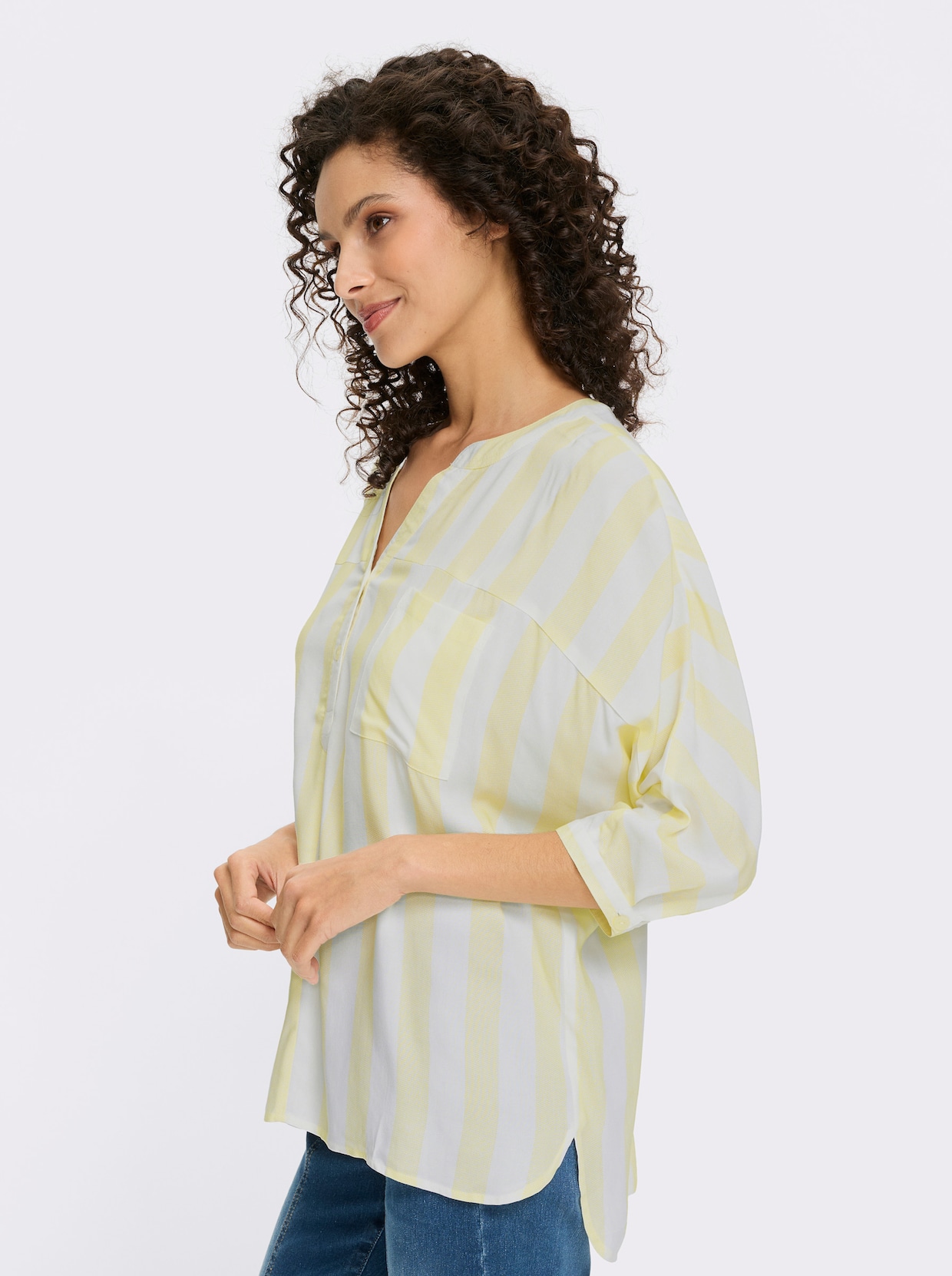 heine Gestreifte Bluse - ecru-zitrone-gestreift
