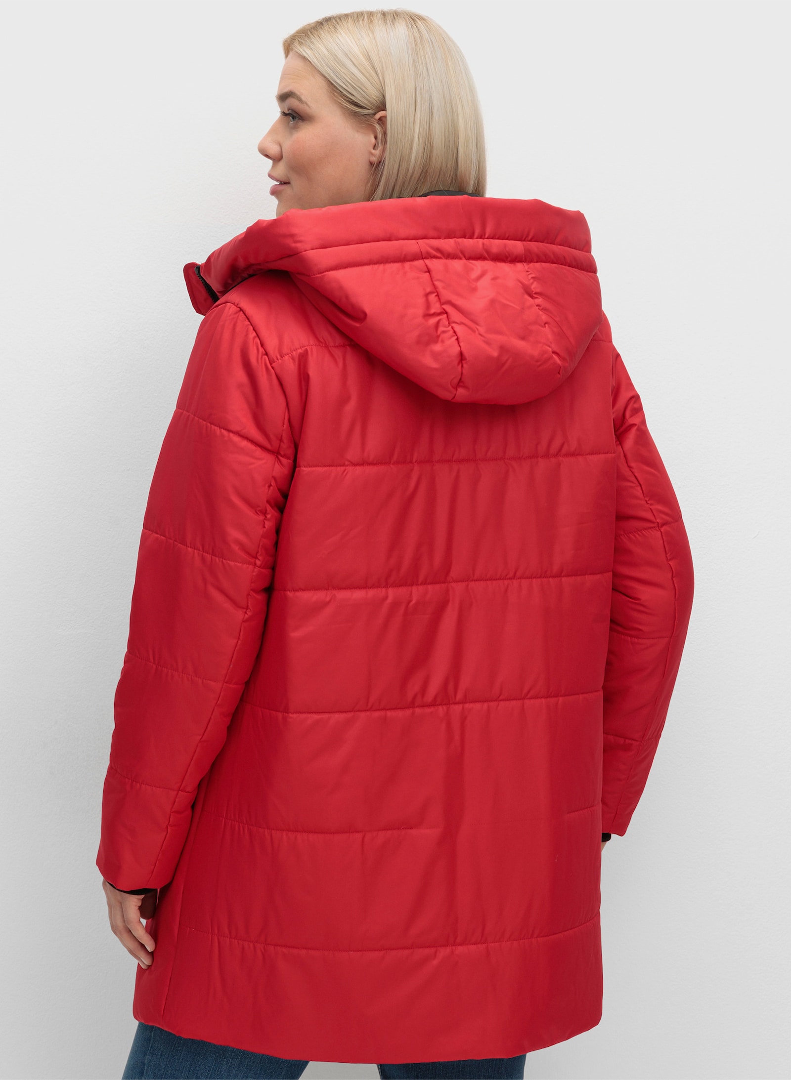 Stark wärmende Longjacke mit Steppmuster - rot