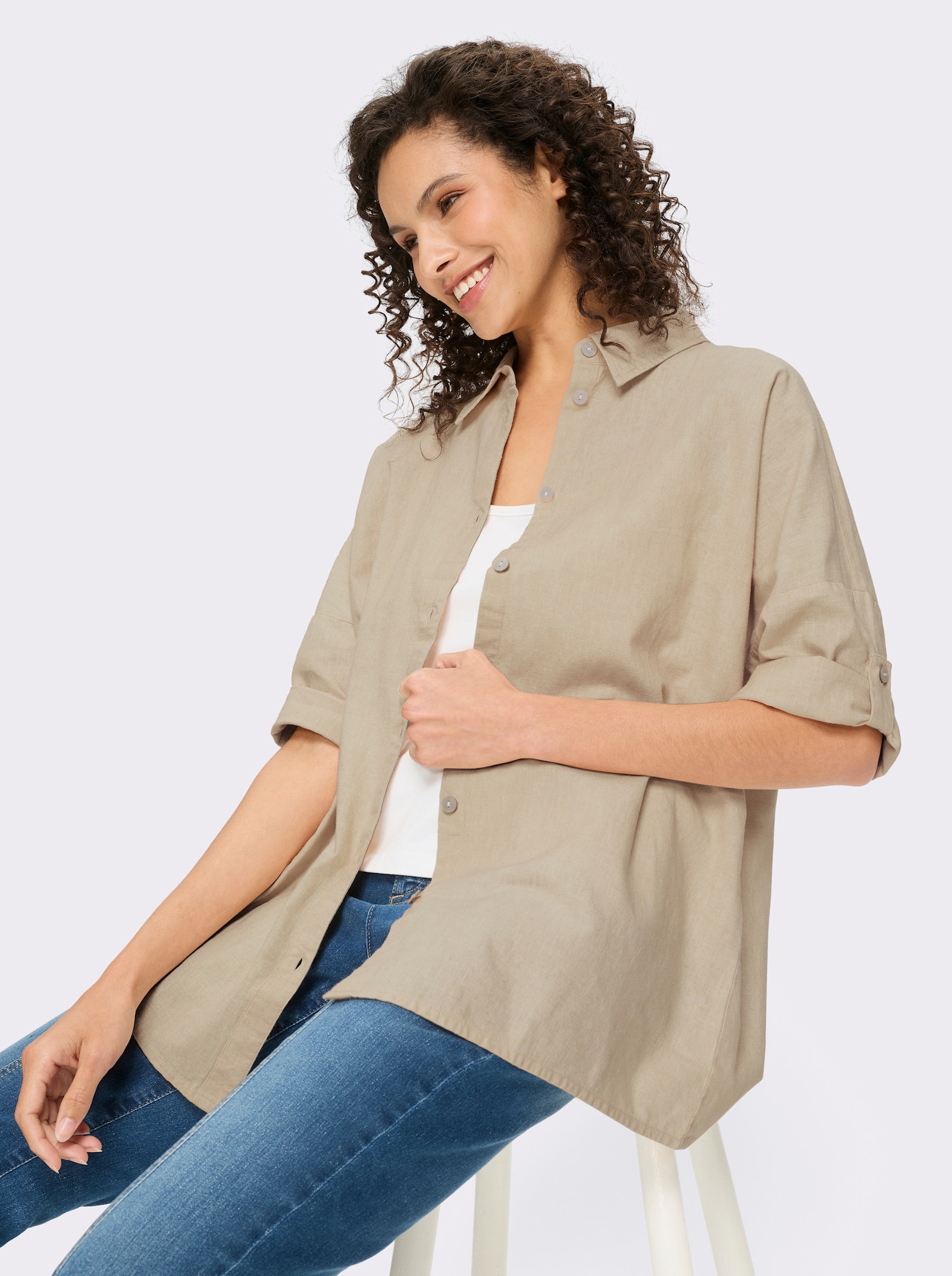 heine Leinenbluse mit 3/4-Arm - sand