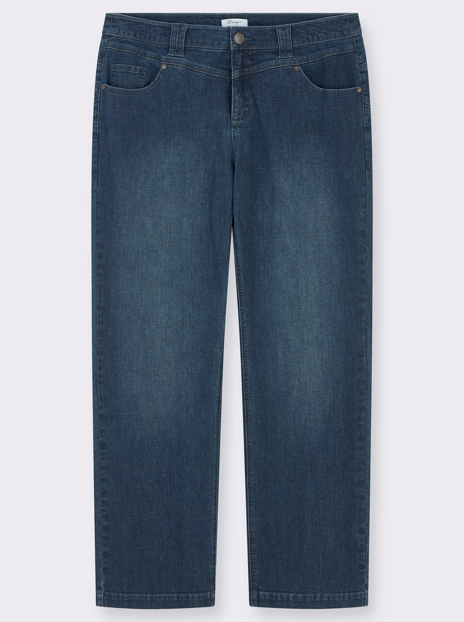 sheego Jeans mit weitem Oberschenkel, im Barrel-Leg - blue-stone-washed