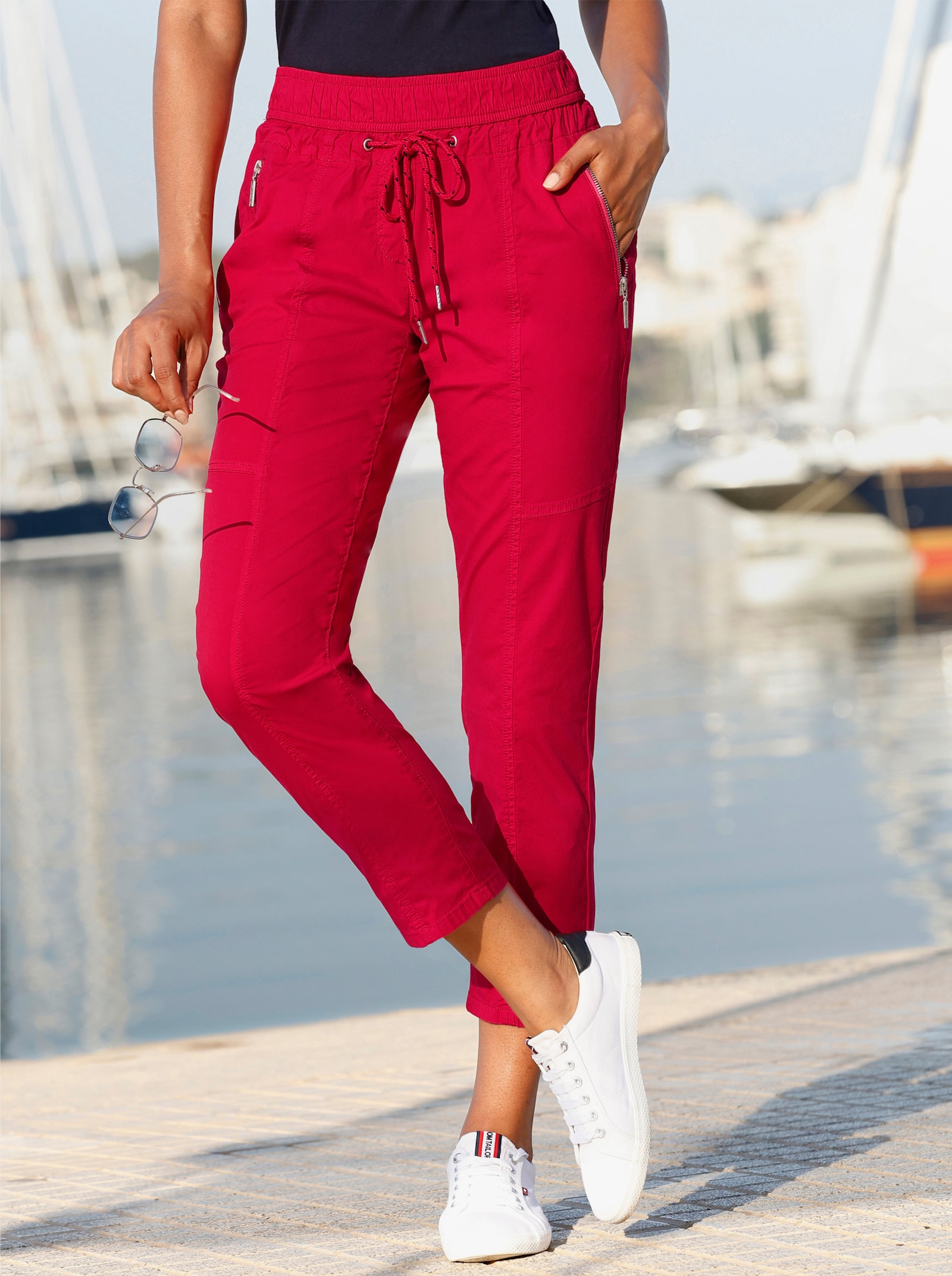 7/8-Hose mit Reißverschluss-Taschen - rot