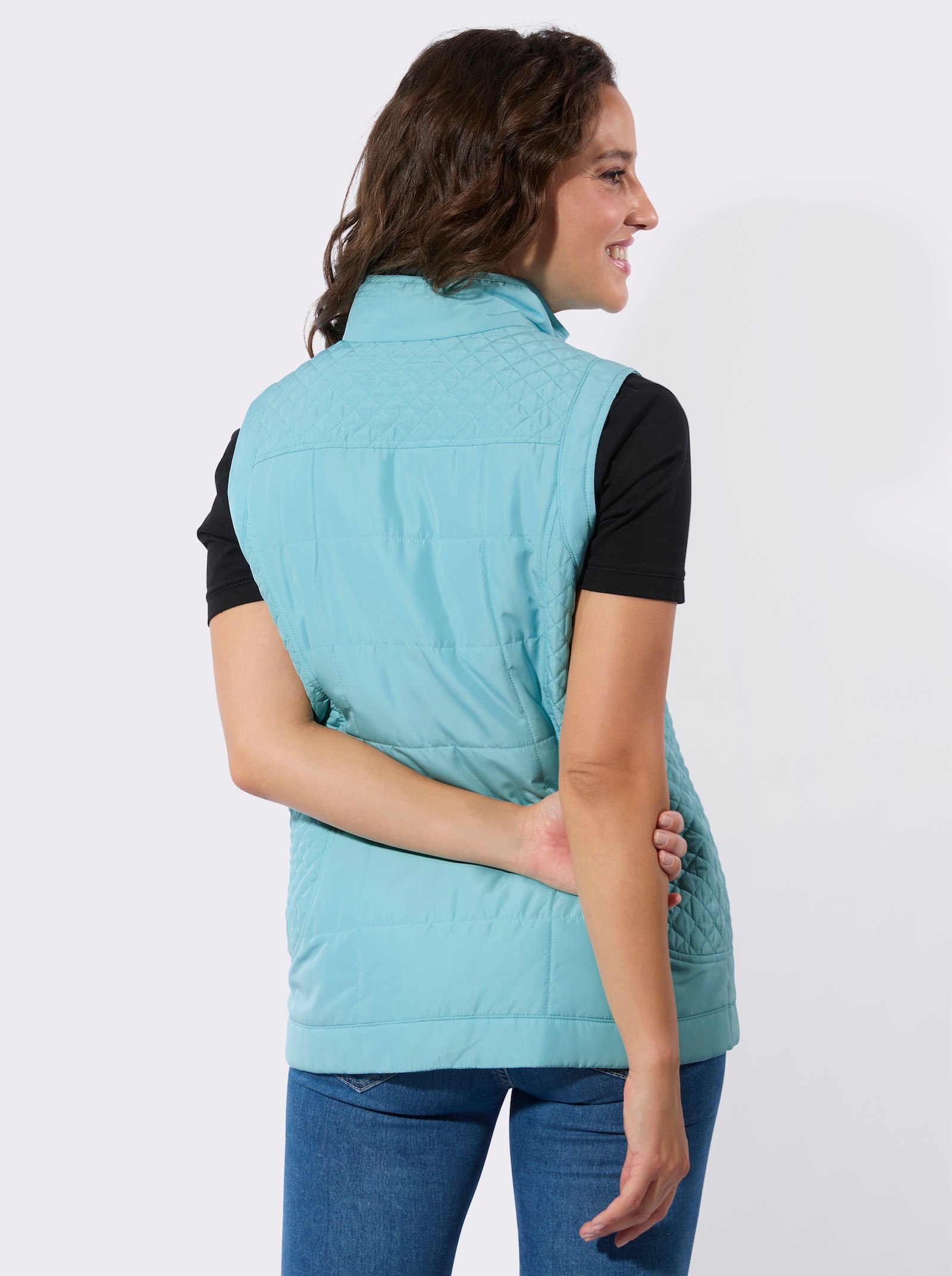 Bodywarmer met hoge opstaande kraag - aquamarine