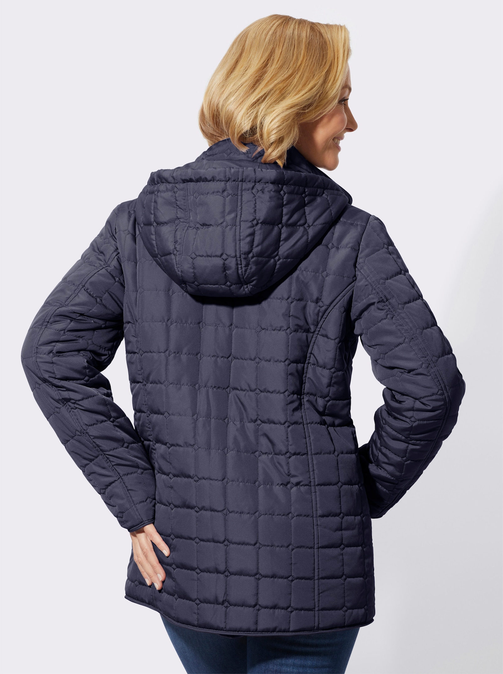 Steppjacke mit abzippbarer Kapuze - marine