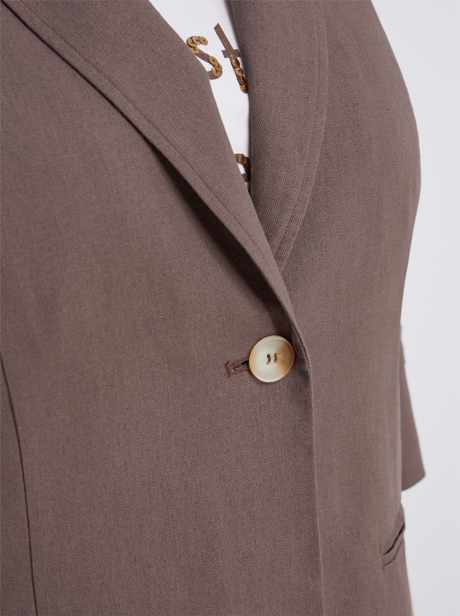 sheego Linnen blazer met 3/4-mouwen - donkertaupe