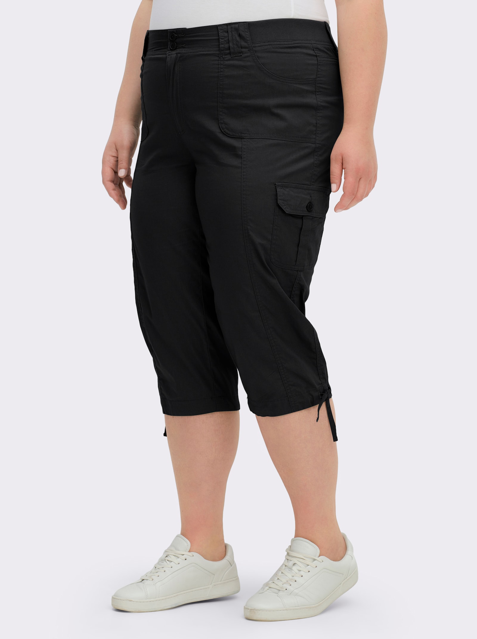 Caprihose mit weitenverstellbarem Saum - schwarz