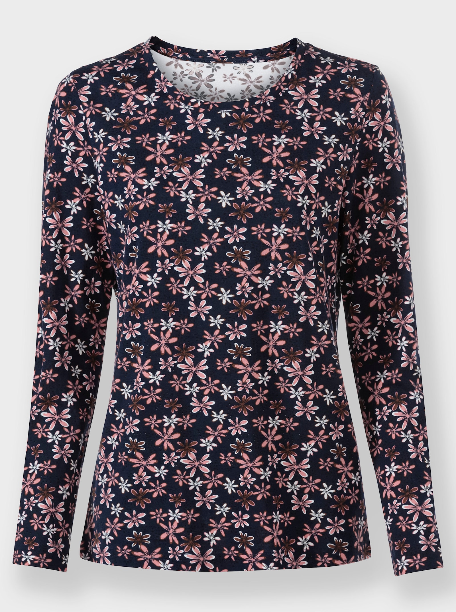 Print-Shirt mit langen Ärmeln - marine-rosenquarz-bedruckt
