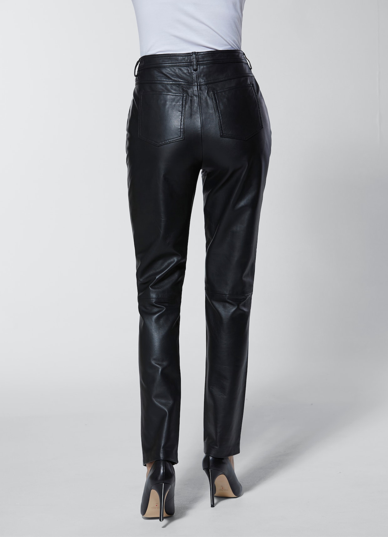 CREATION L PREMIUM Pantalon cuir agneau nappa - noir