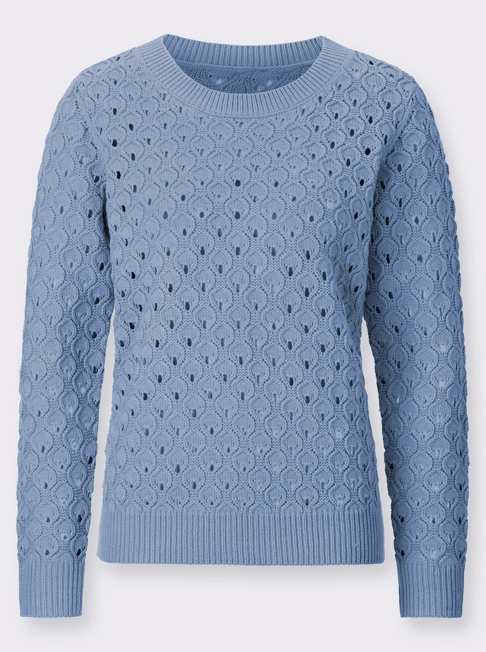 Ajourpullover mit Allover-Strickmuster - bleu