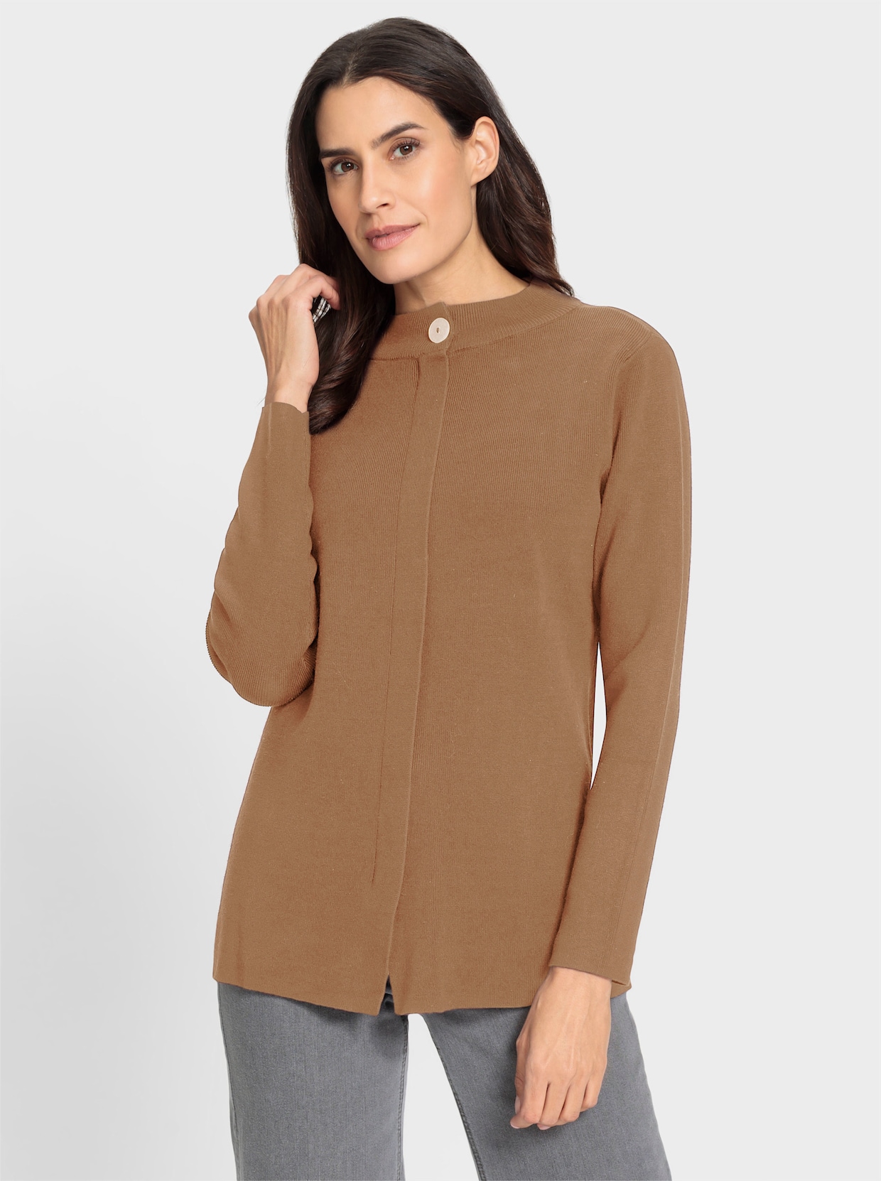 Trui met opstaande kraag - camel