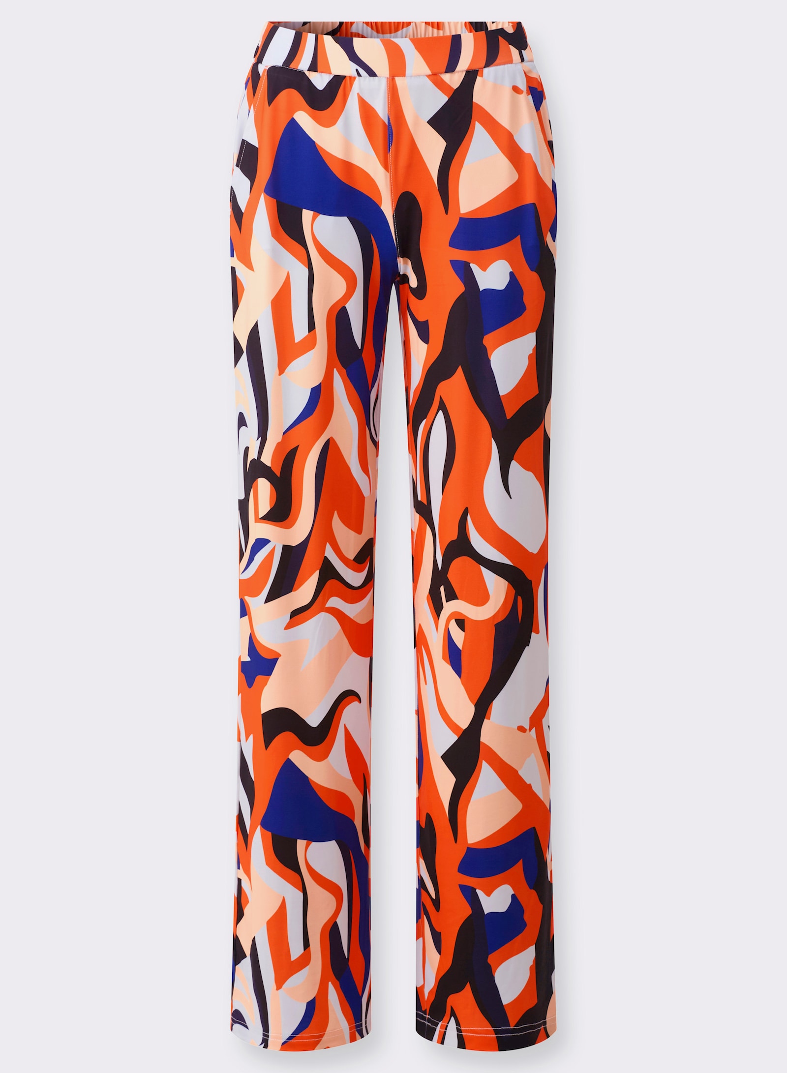 heine Soepel vallende jerseybroek - marine/oranje bedrukt