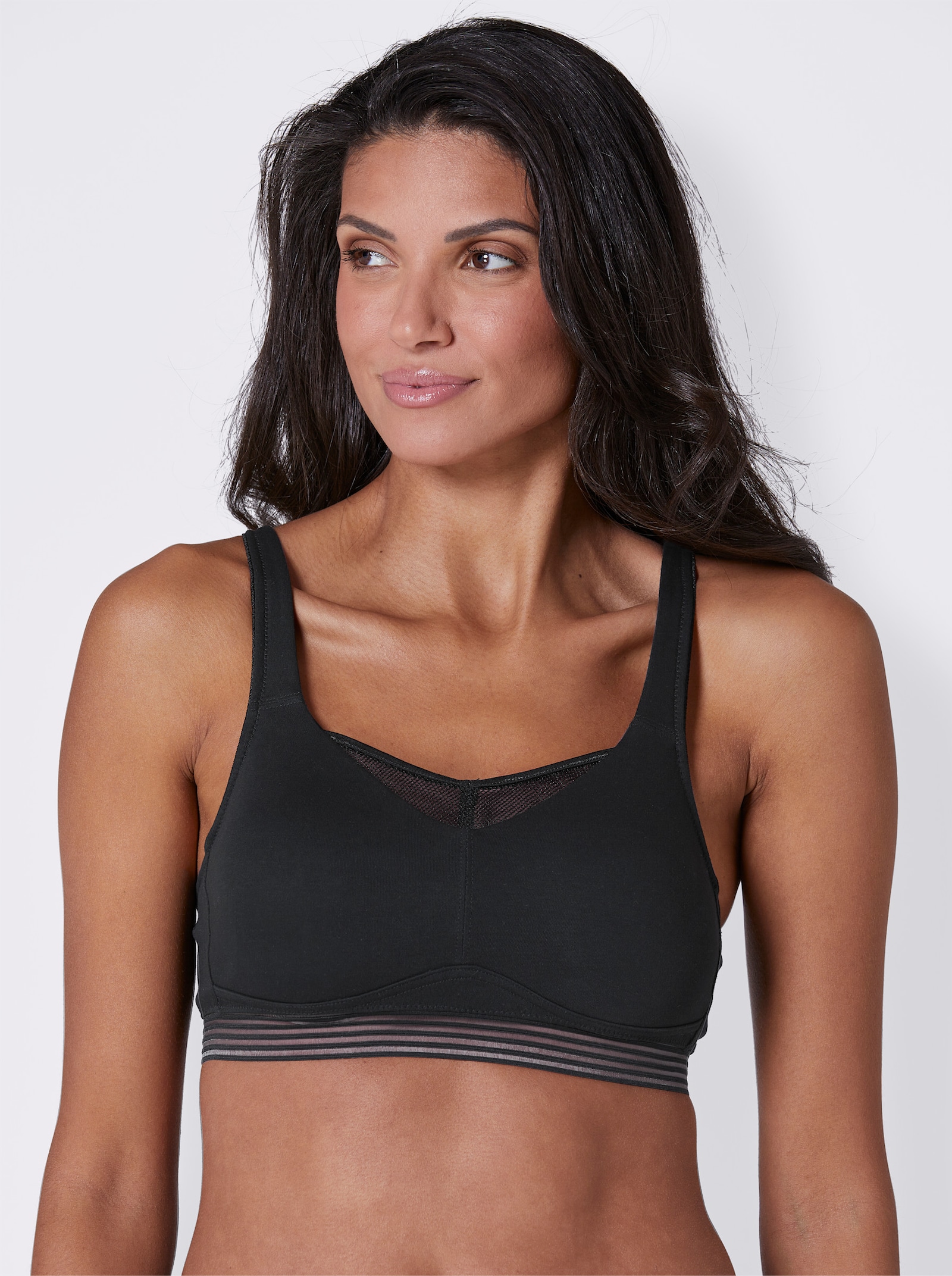 wäschepur Sport-BH ohne Bügel mit Mesh-Einsatz - schwarz