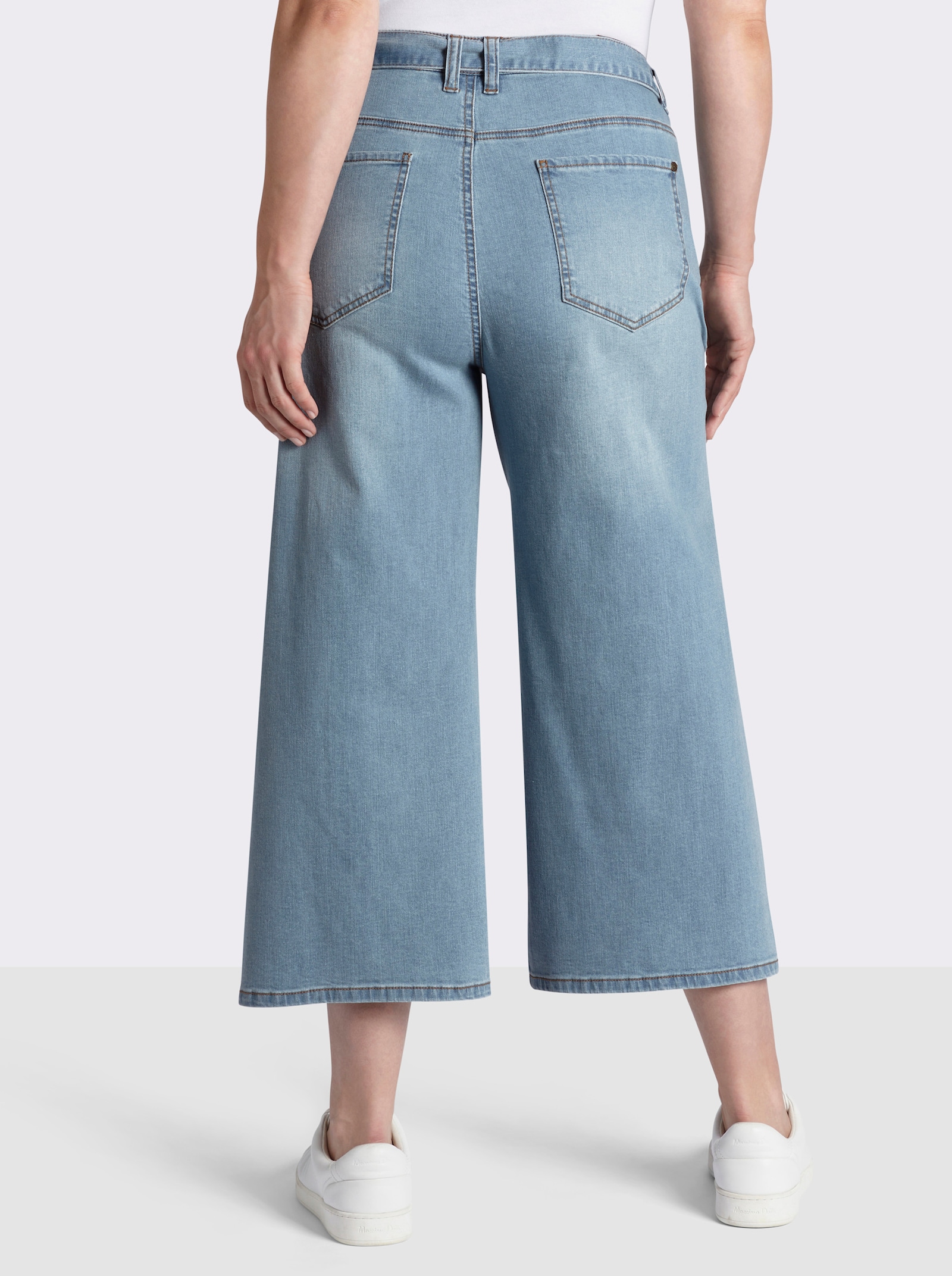 sheego 7/8-Jeans mit weiten Beinen - blue-bleached