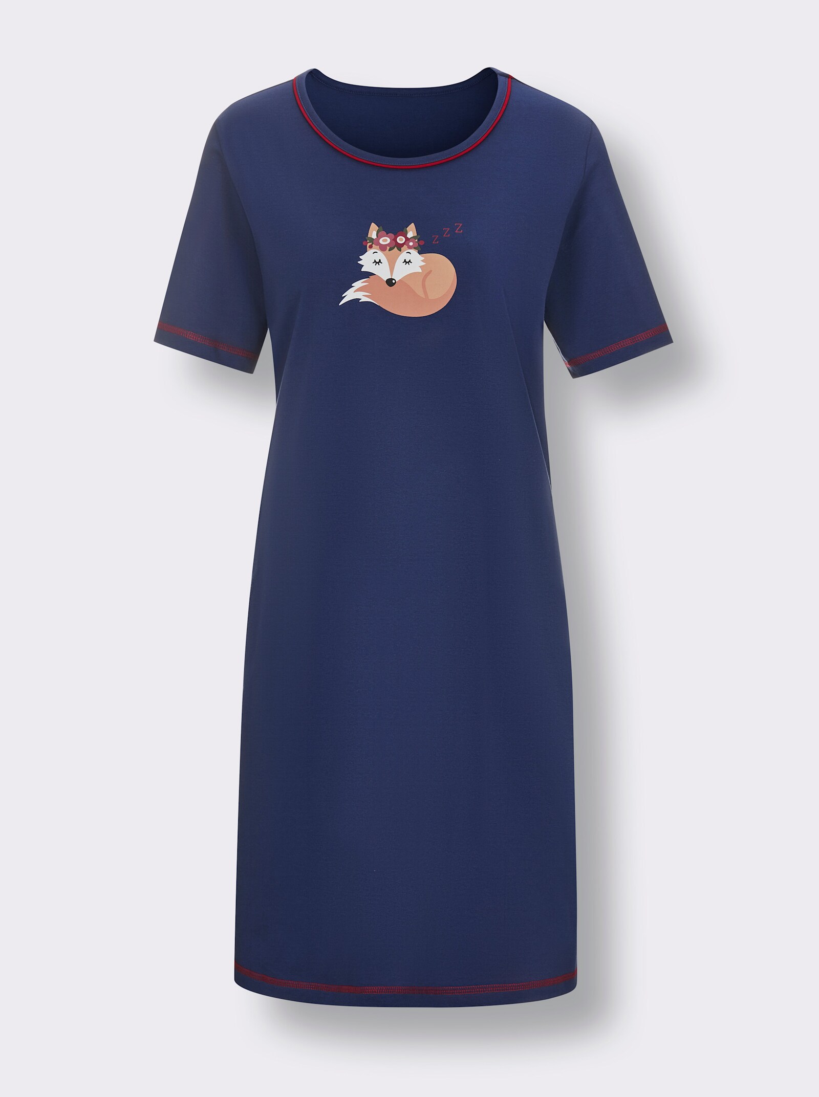 Nachthemd - koningsblauw/rood