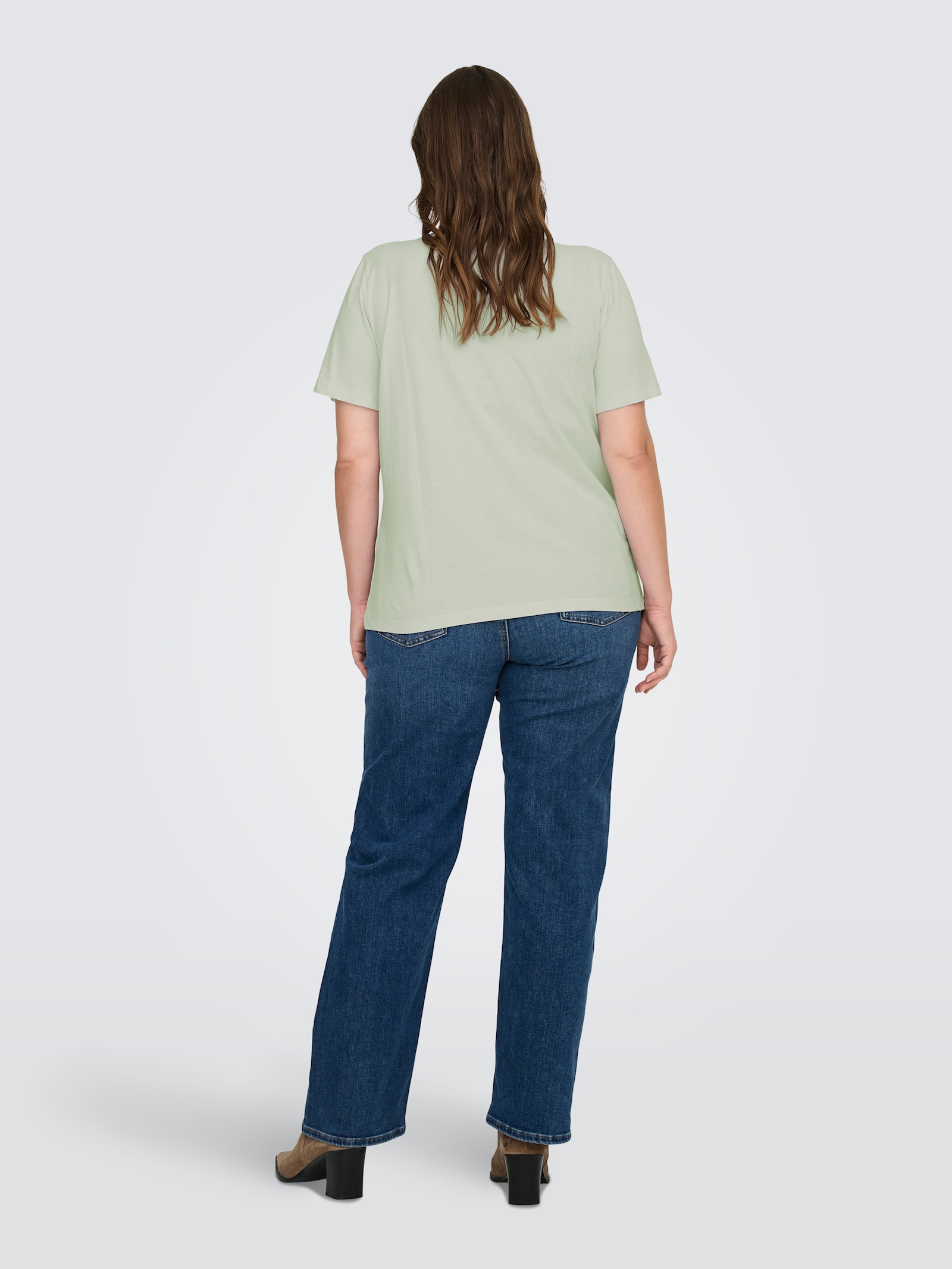 ONLY CARMAKOMA T-Shirt - green l print:silver glitter heart