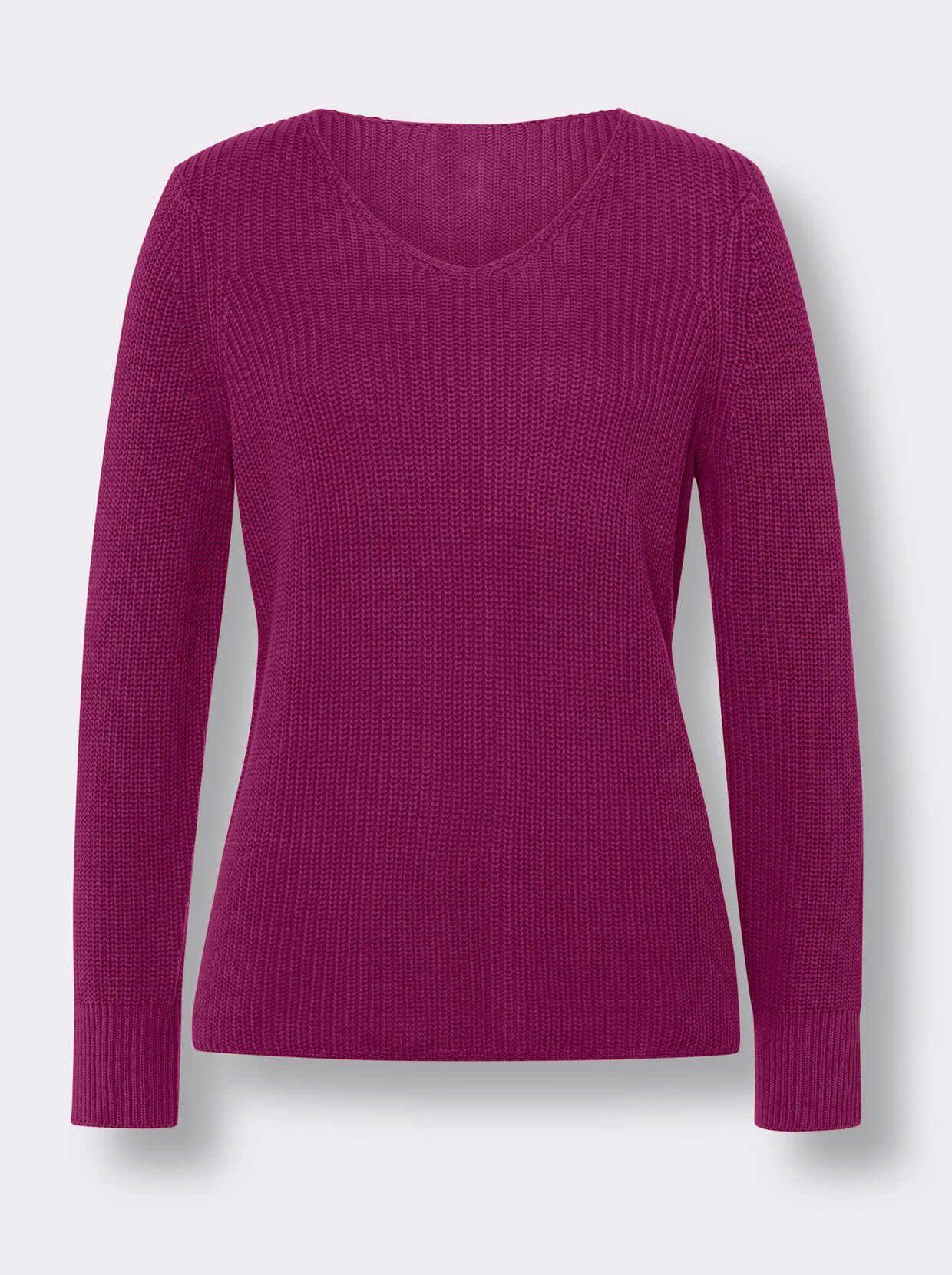 V-Ausschnitt-Pullover - magenta