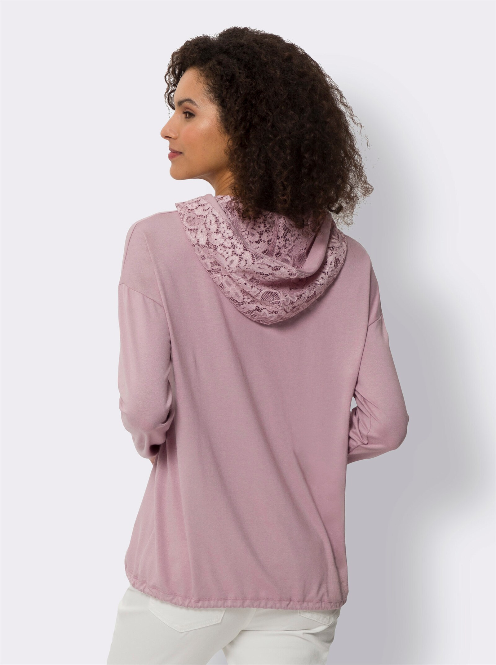 heine Shirt met capuchon en kant - mauve