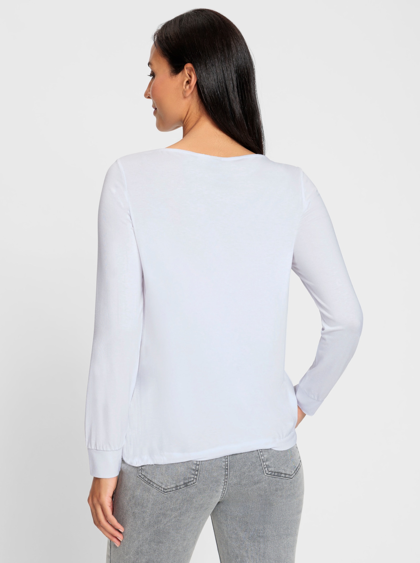 heine T-shirt à manches longues avec coulisse à l'ourlet - écru-gris clair imprimé