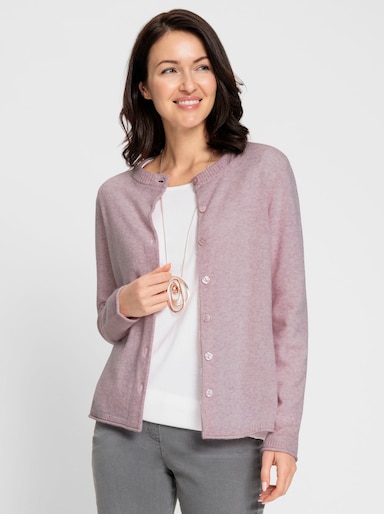 Feinstrickjacke mit Kaschmir - rosé-meliert