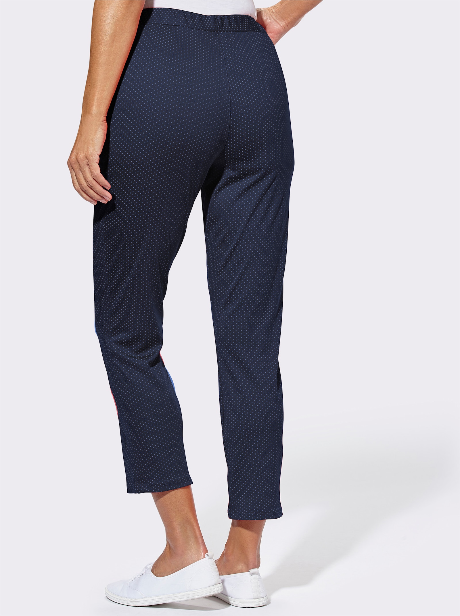 7/8-Hose im Doppelpack, uni und mit Tupfen-Muster - marine + marine-getupft