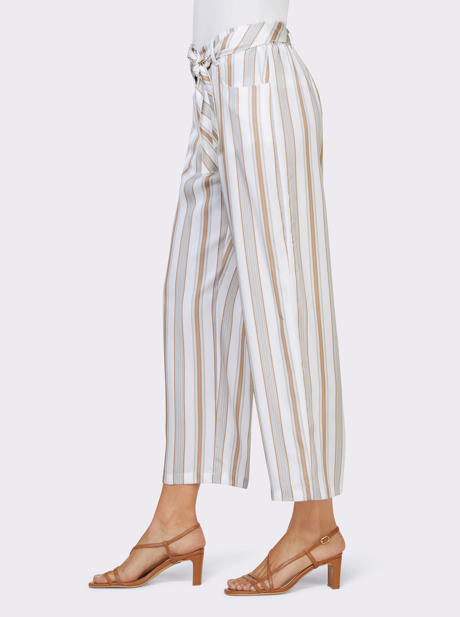 heine 7/8-Hose im Culotte-Style - hellblau-beige-gestreift