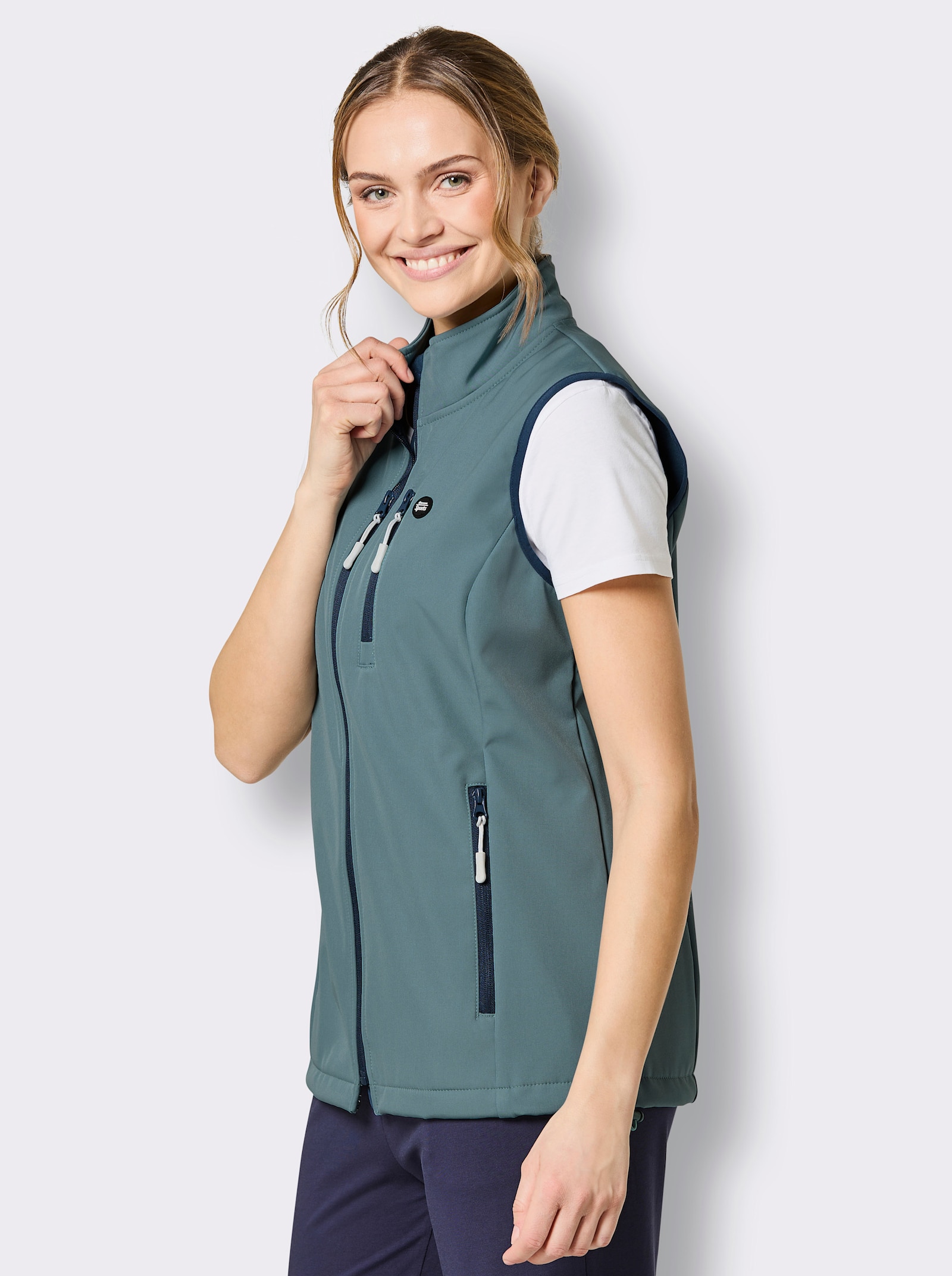 Catamaran Sports Softshellweste mit Reißverschluss-Tasche hinten - jade