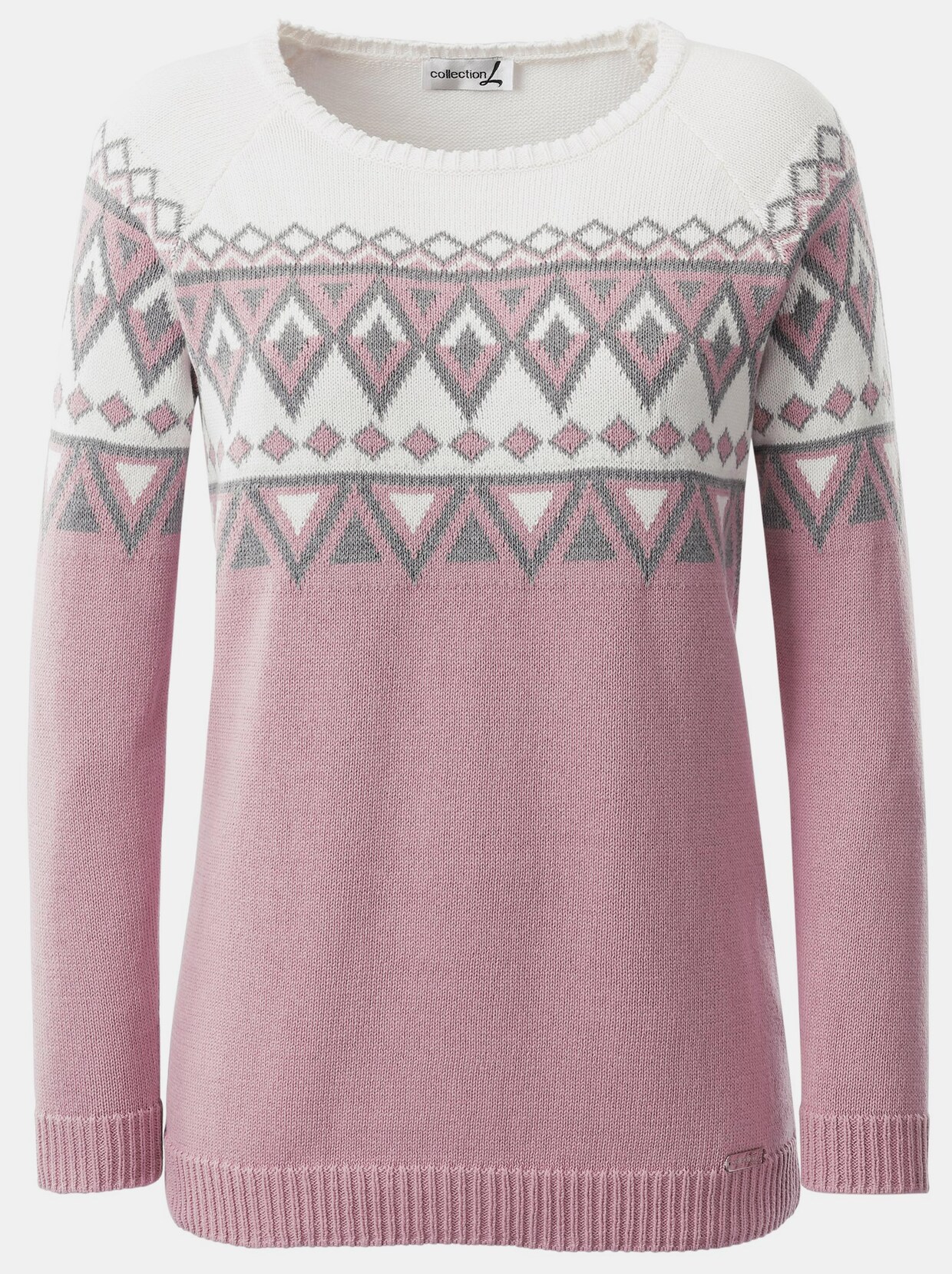 Langarm-Pullover - rosé-gemustert