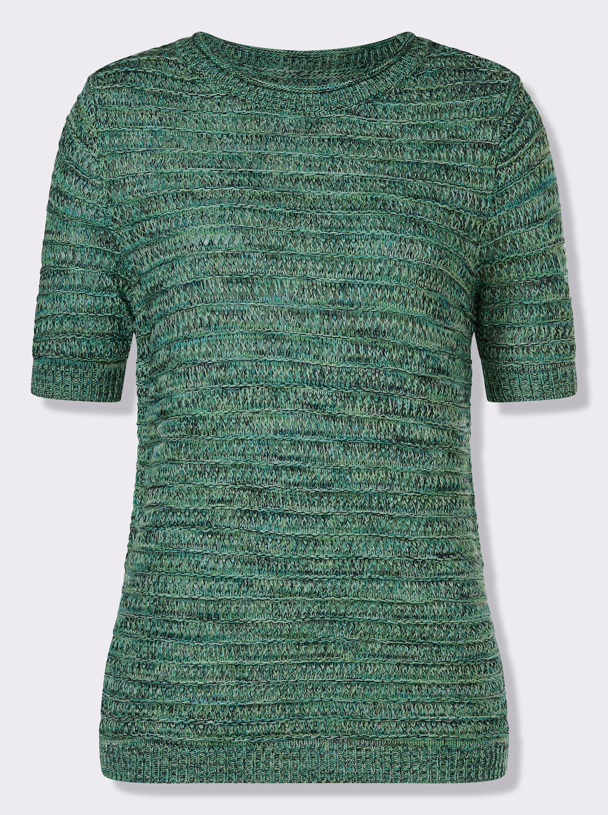 Kurzarmpullover - apfel-marine-meliert