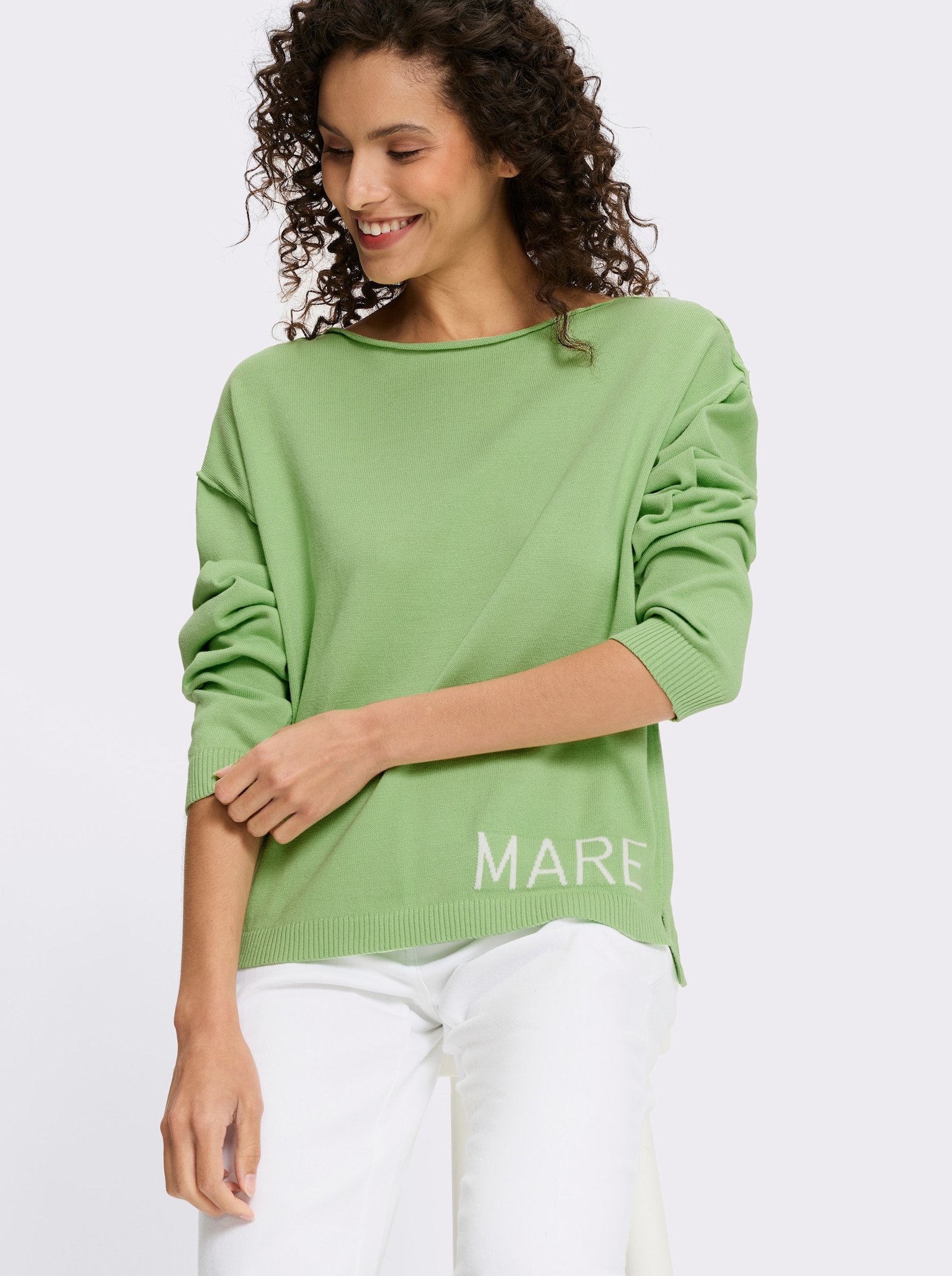 heine Baumwollpullover mit Seitenschlitzen - reseda