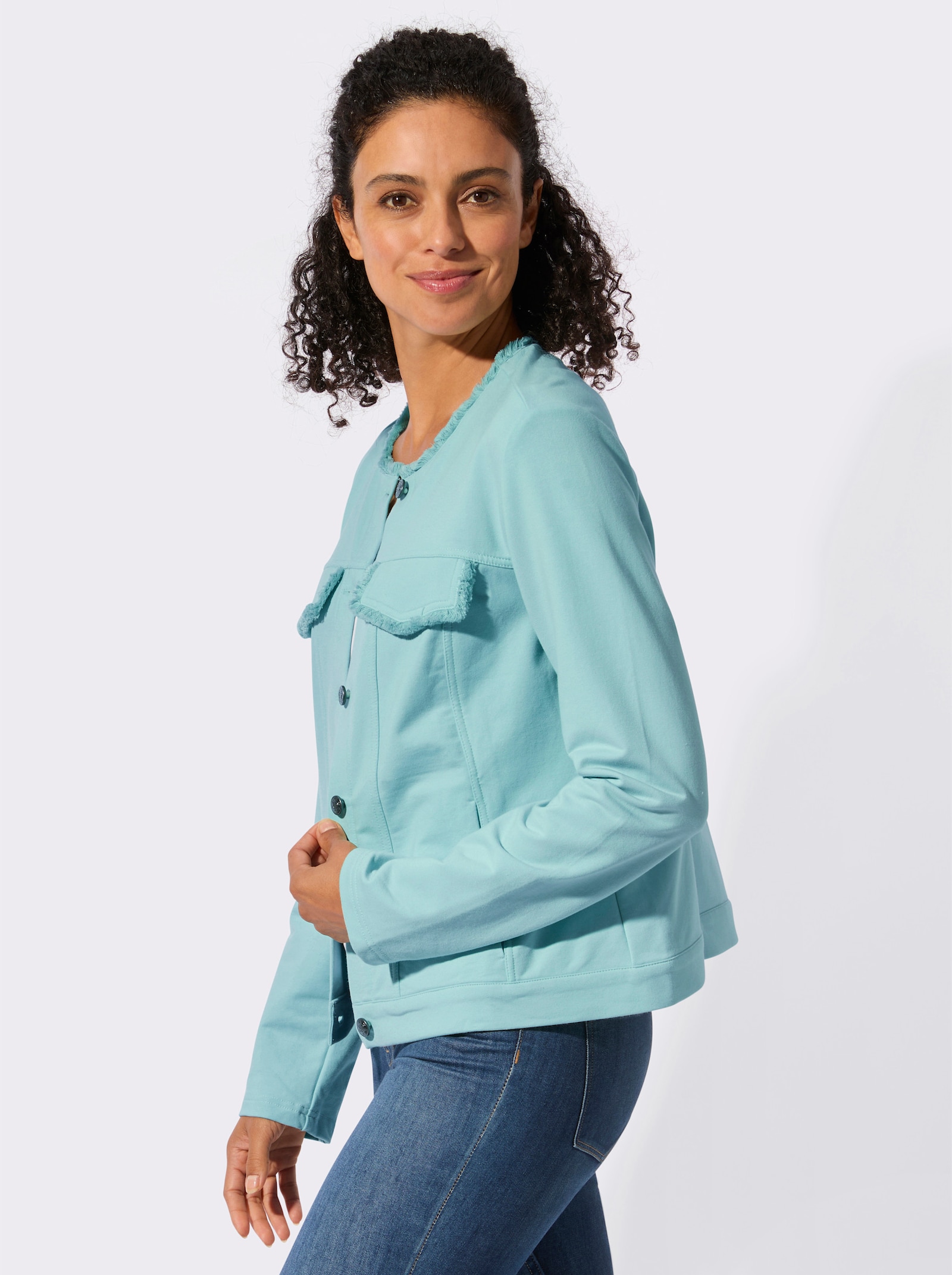 Jerseyblazer mit Fransen-Verzierung - mint