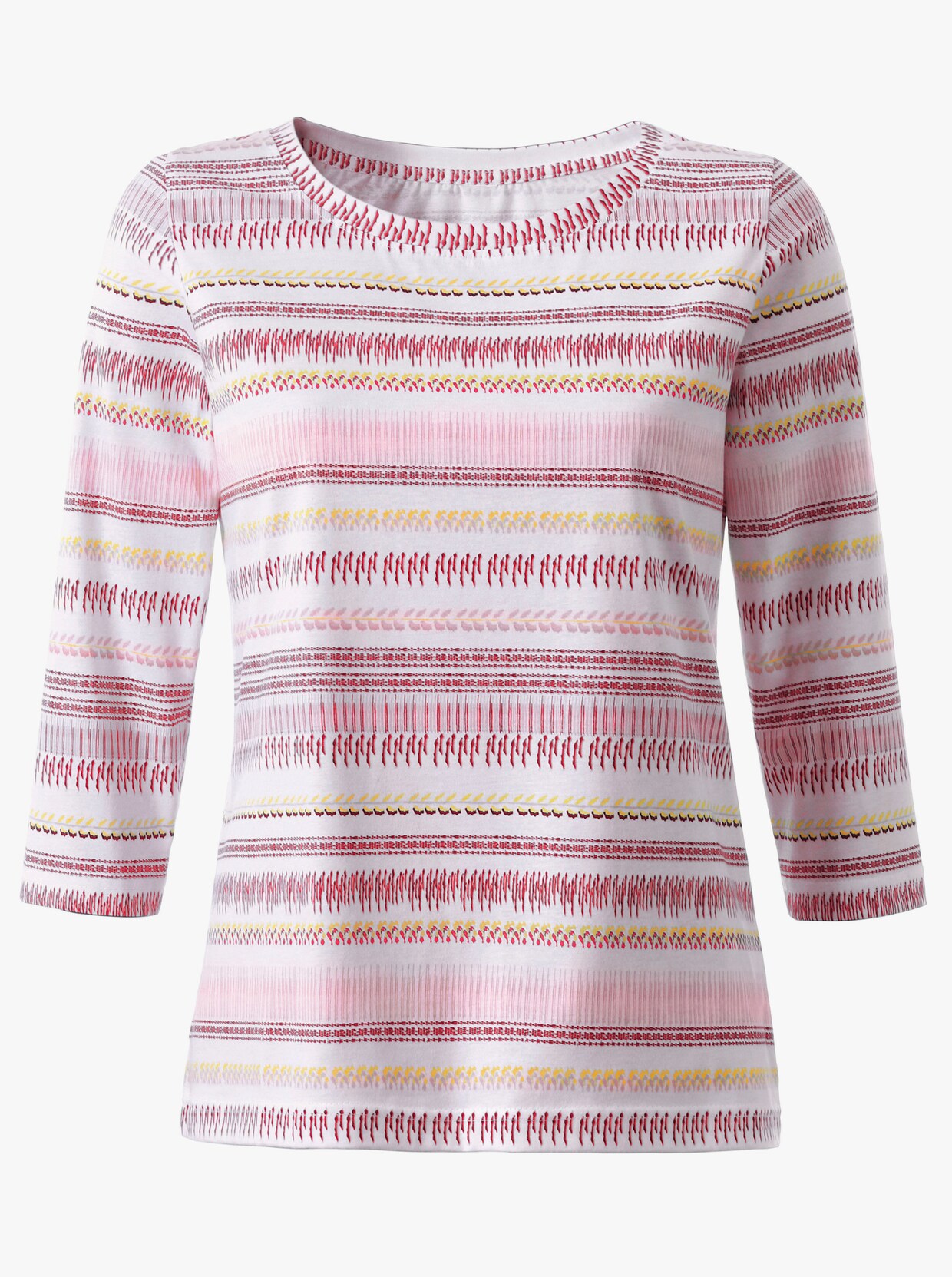 3/4-Arm-Shirt - weiß-rot-gemustert