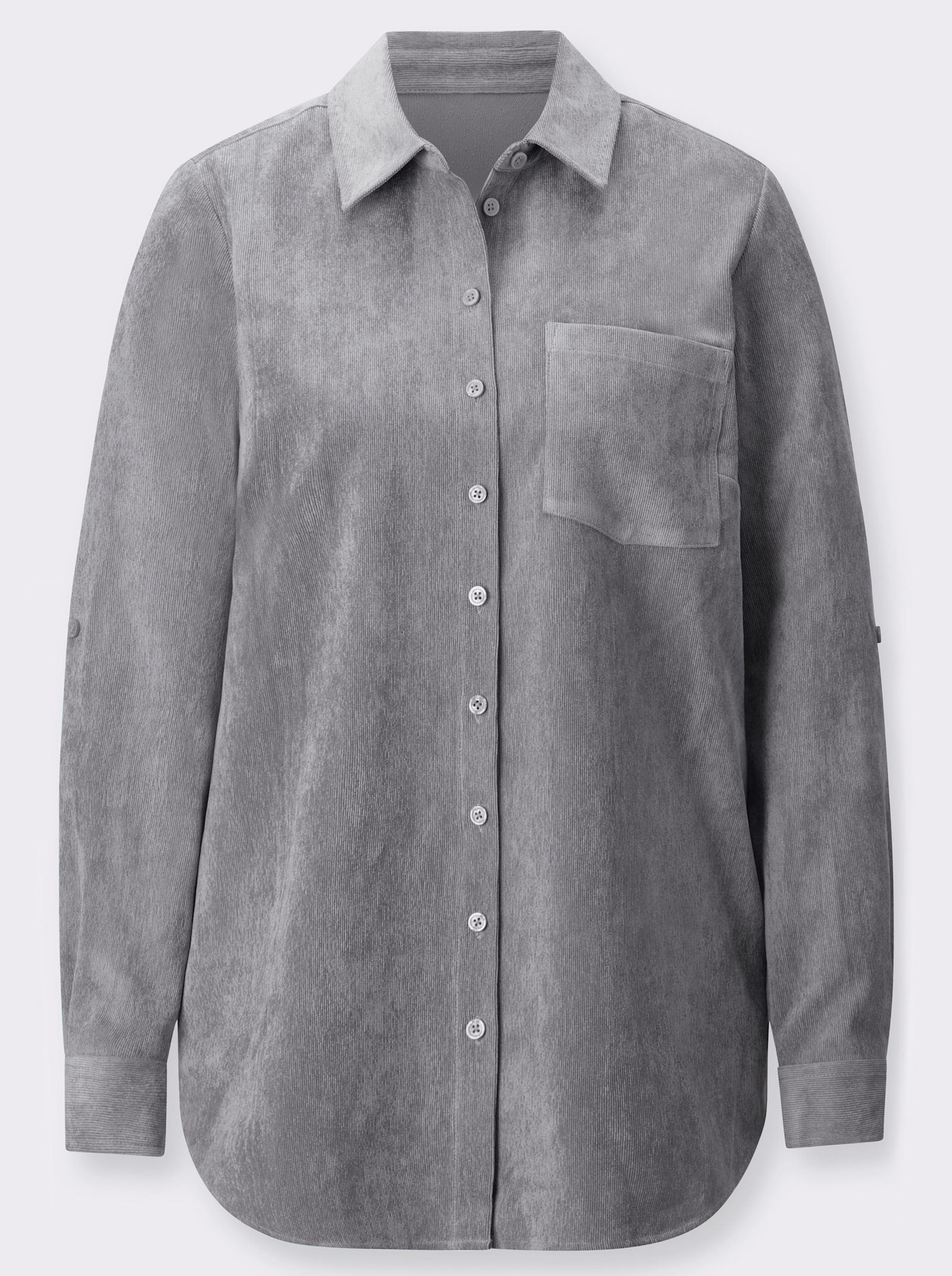 Dlhá blúzka s vyhrnuteľnými rukávmi - sivá