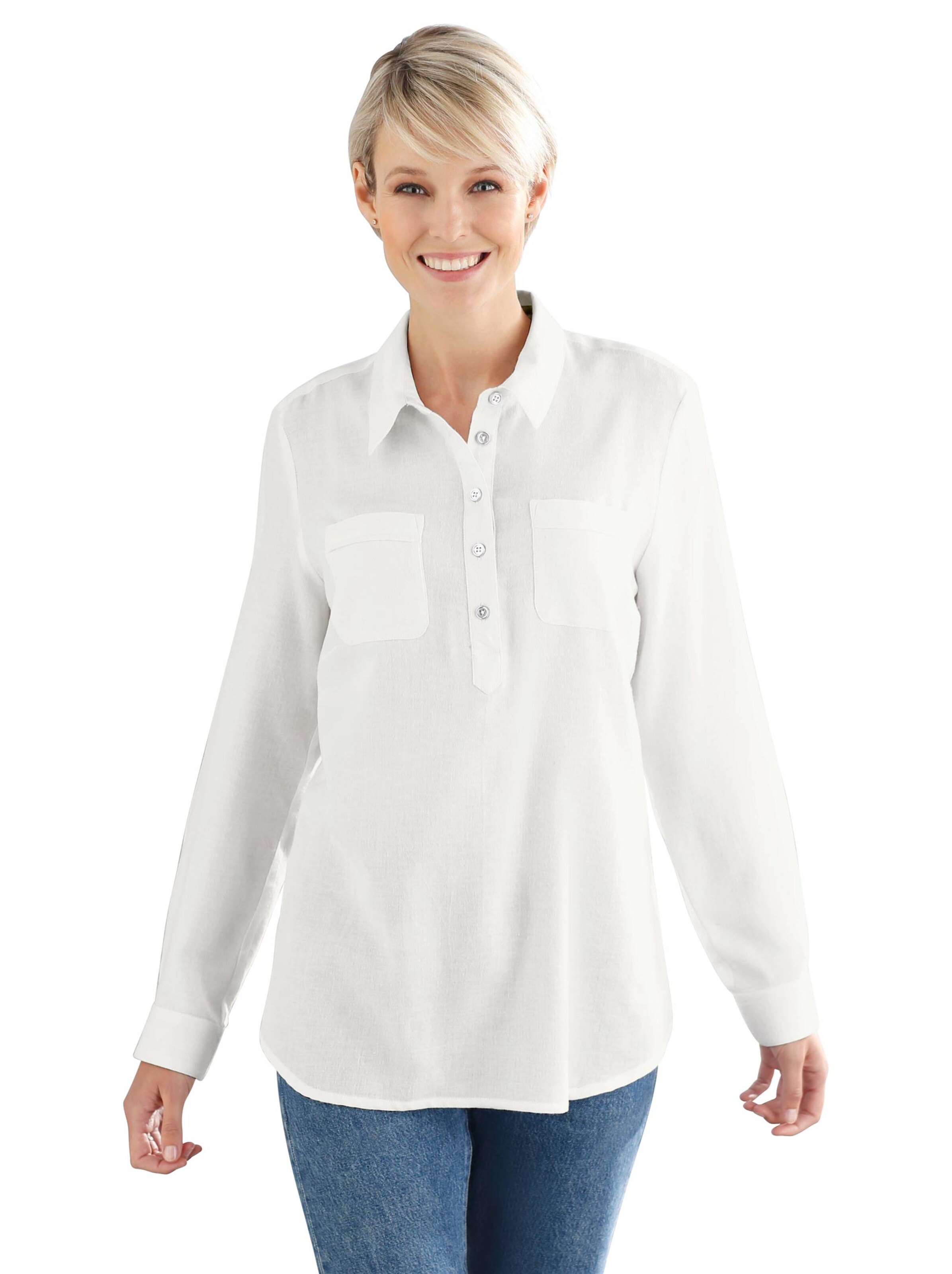 Flanell-Bluse - weiß