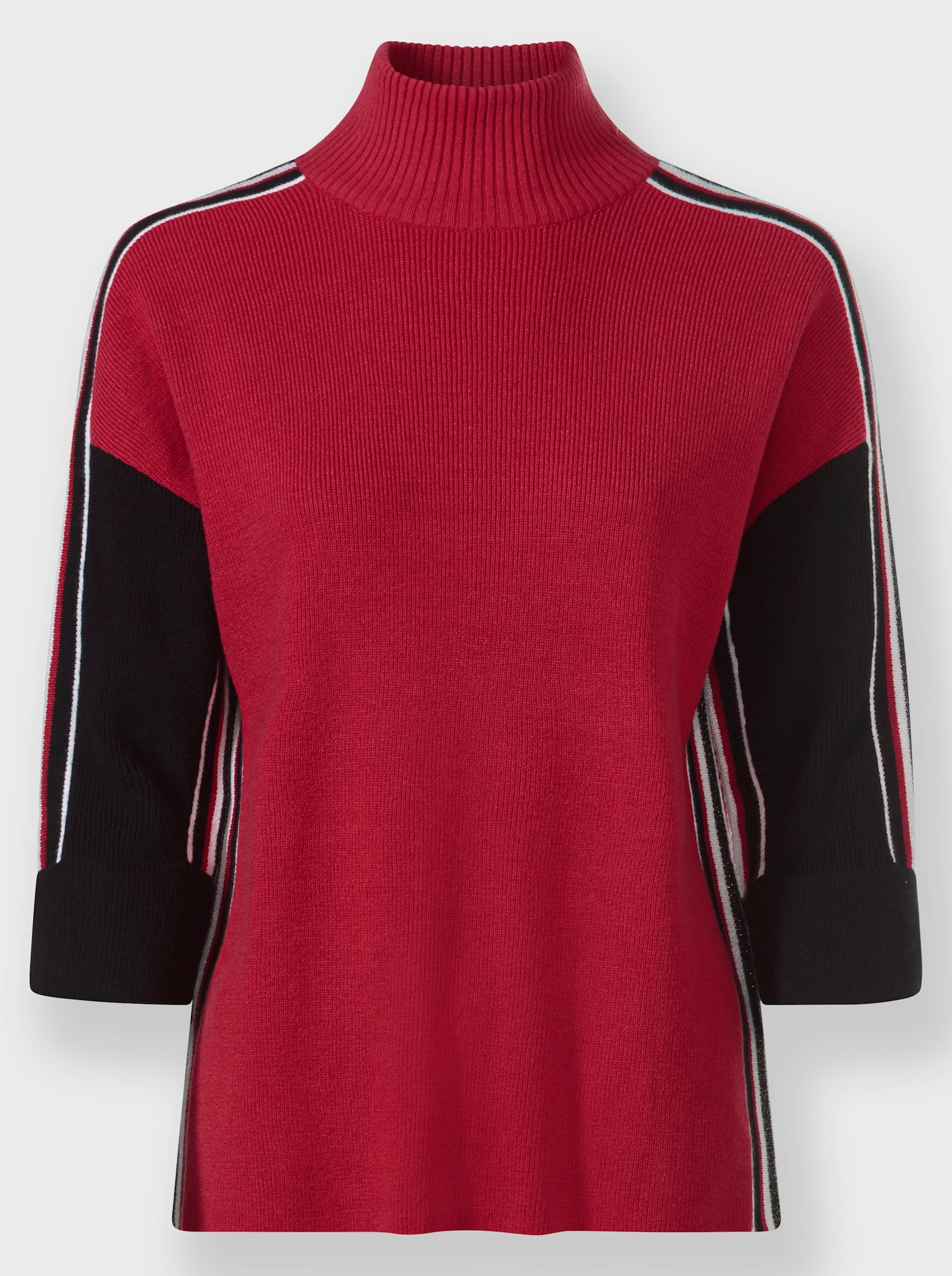 heine 3/4 Arm-Pullover mit Glanzeffekten - erdbeere-schwarz-gemustert