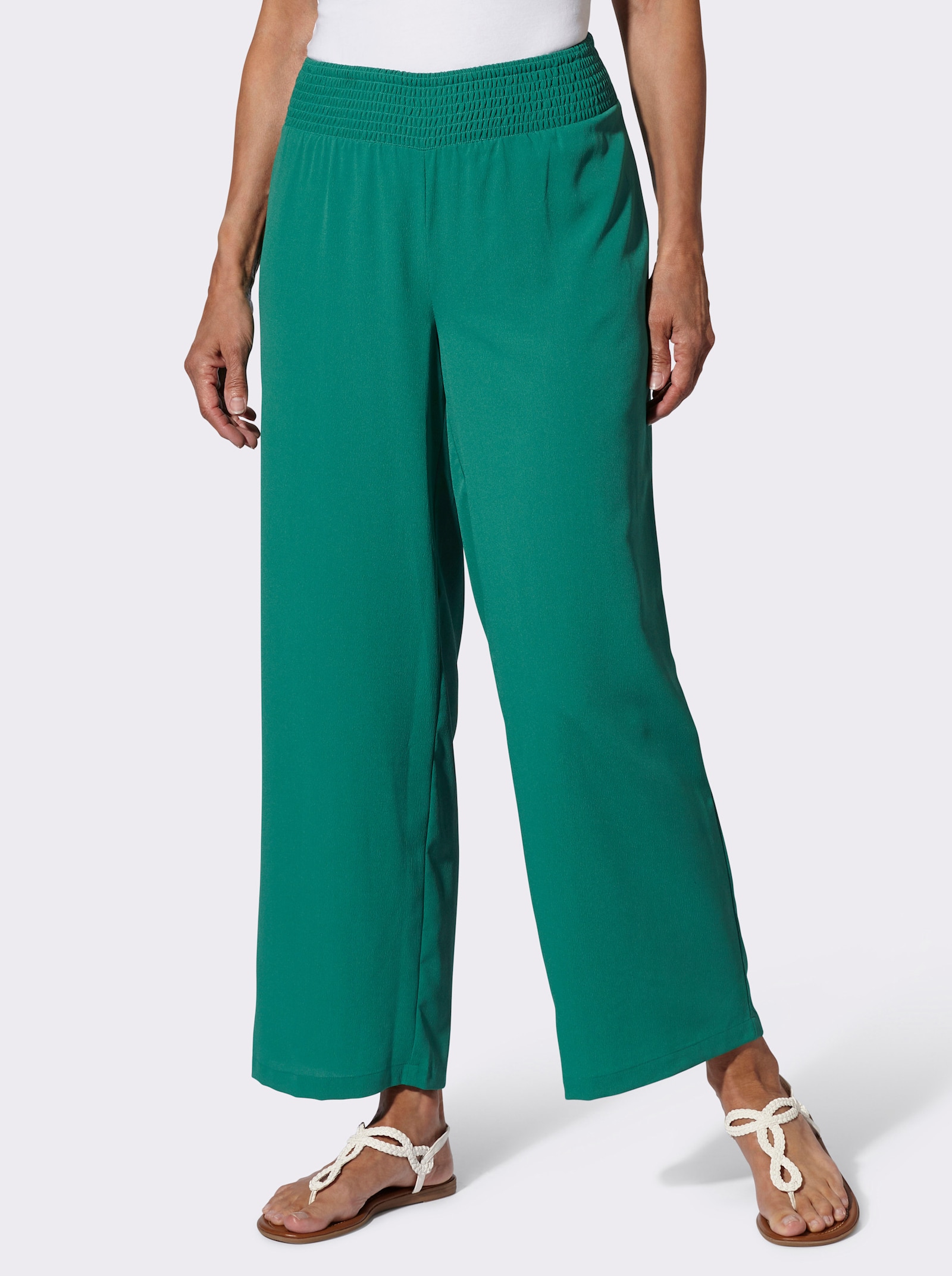 Schlupfhose mit gesmoktem Bund - grün