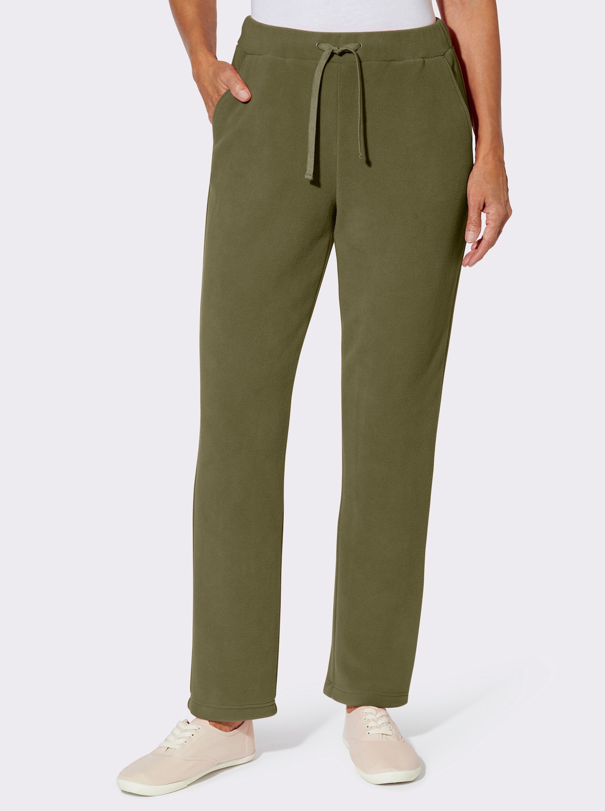 Fleecebyxa med hel resårlinning - oliv