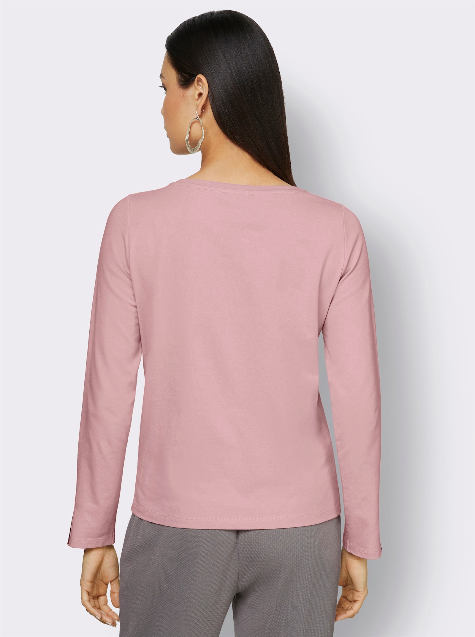 Langarmshirt mit U-Boot-Ausschnitt - hortensie