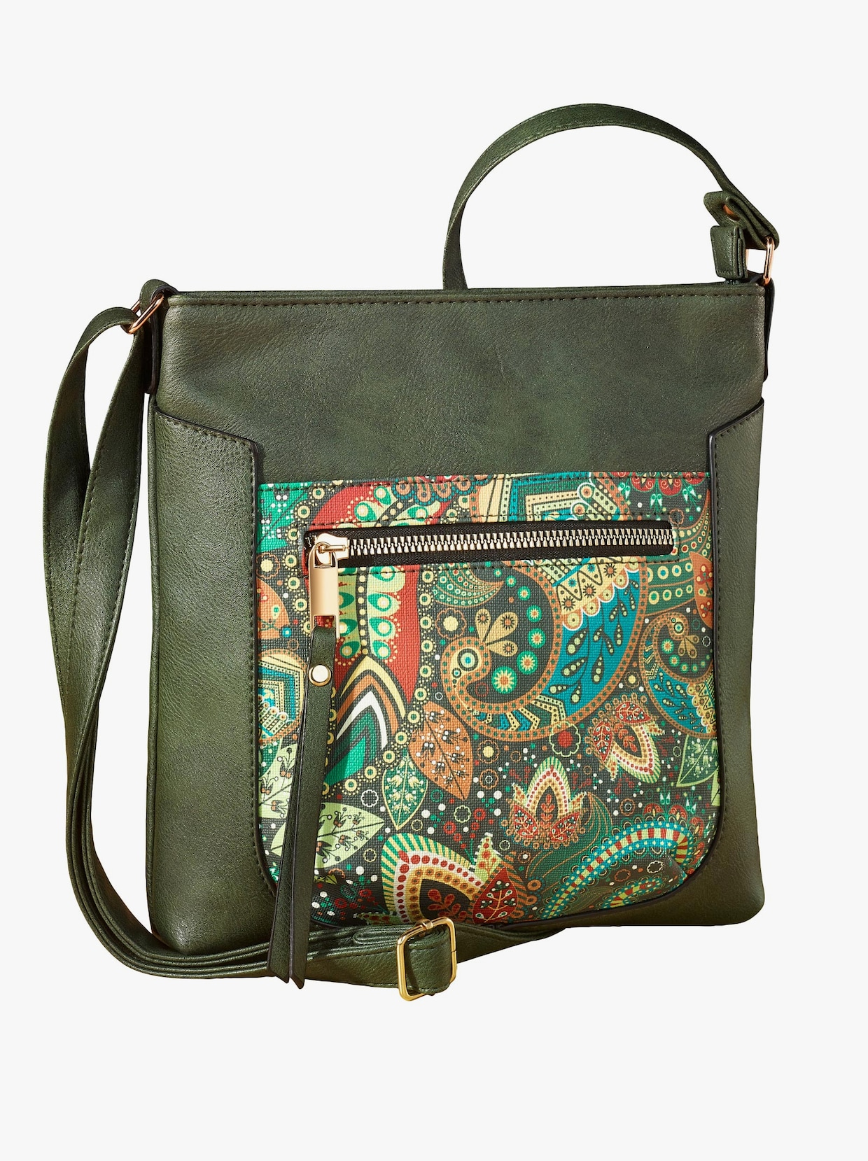 Handväska - grön, mönstrad