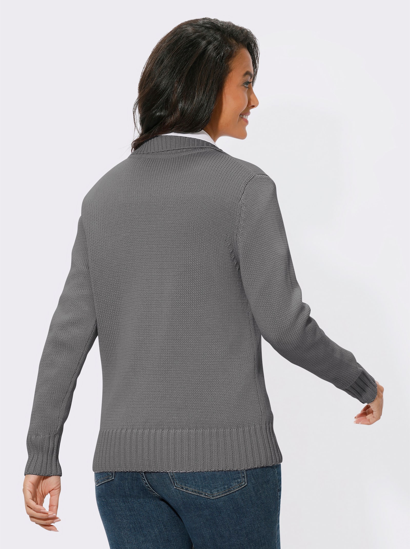 Strickjacke mit 2-Wege-Reißverschluss - grau-meliert