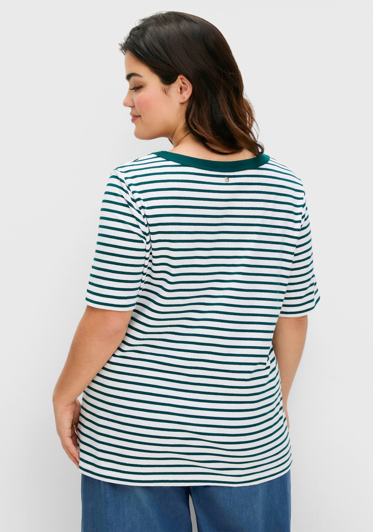 sheego Streepjesshirt - petrol gestreept
