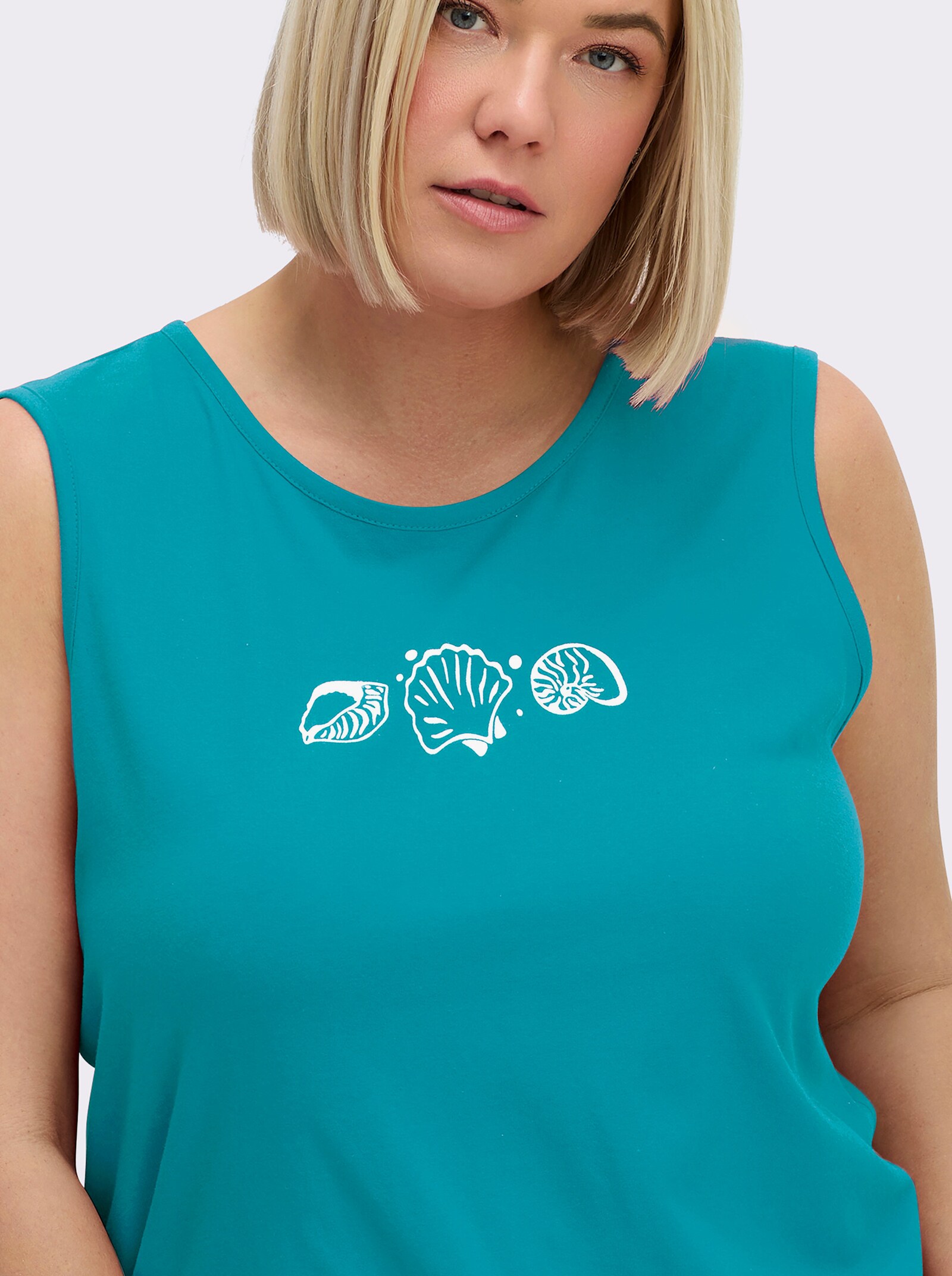 Shirttop mit Seitenschlitzen - türkis