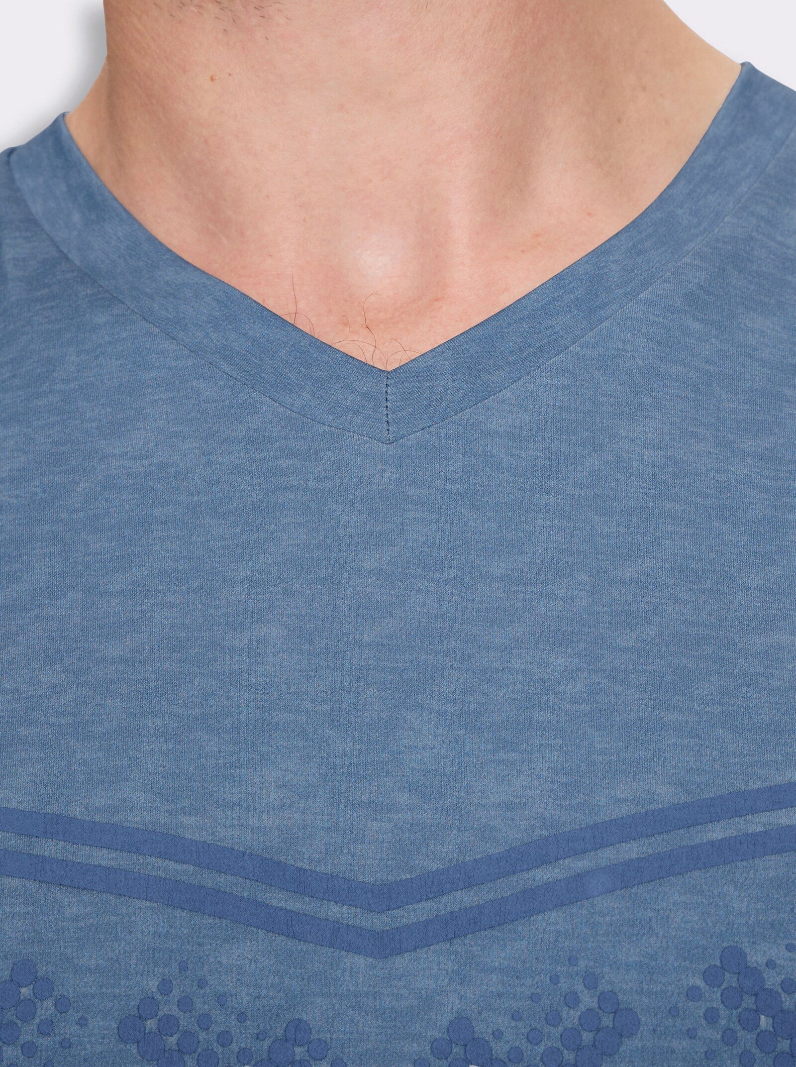 Funktionsshirt mit Seitenschlitzen - mittelblau-meliert