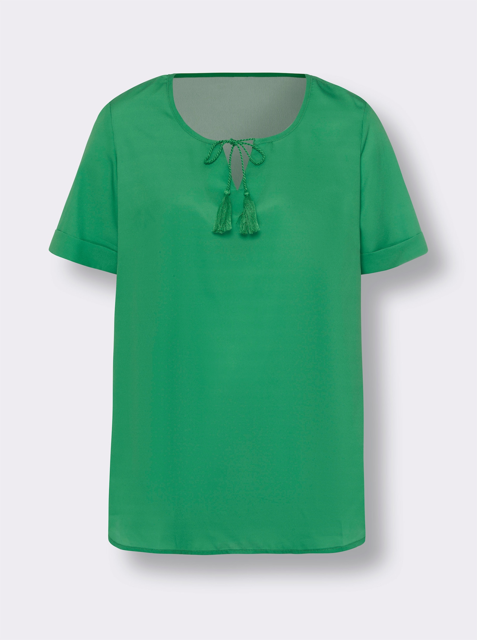 Lång blus med tofsar - gräsgrön
