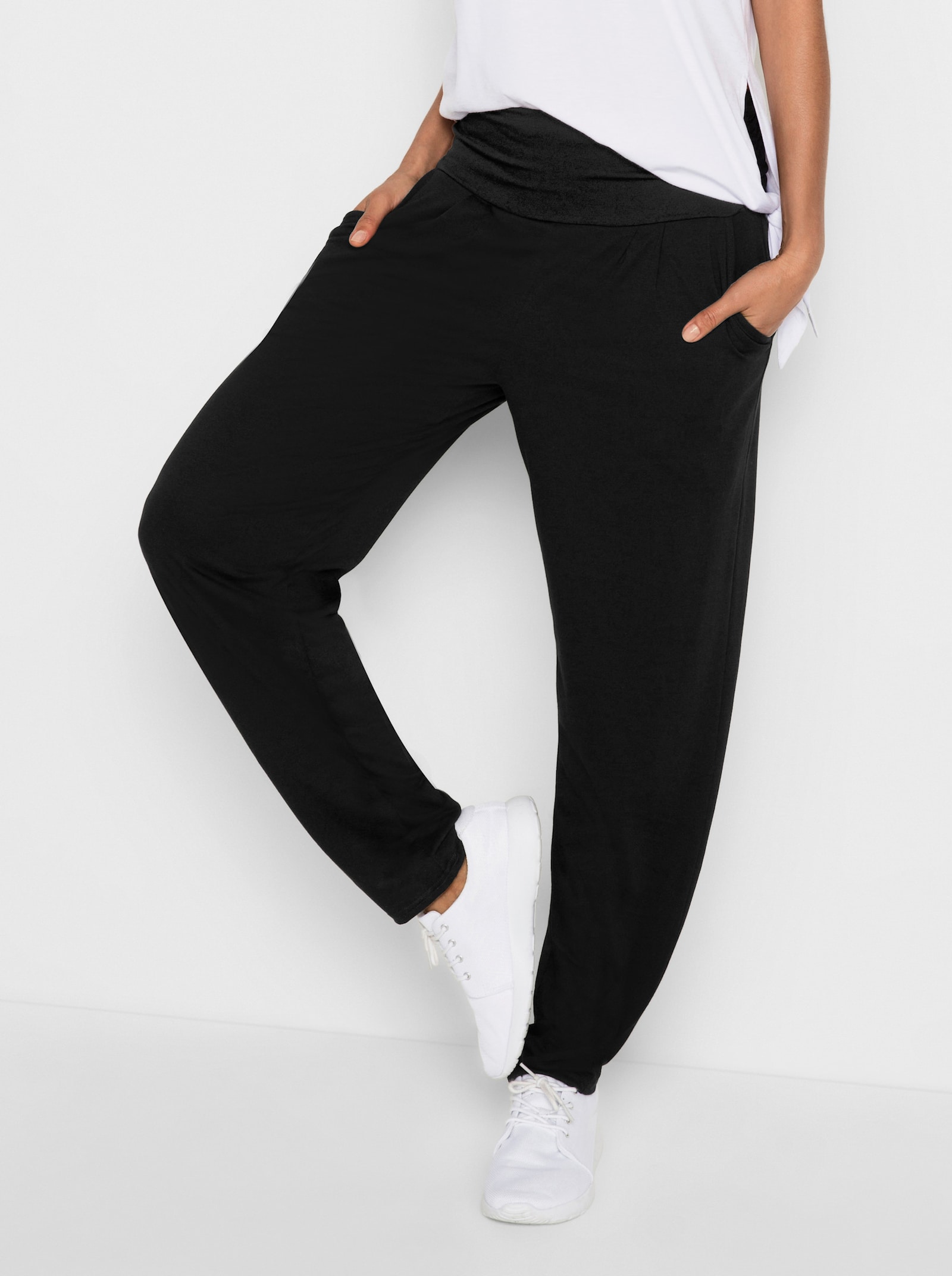 Catamaran Sports Yogabroek met omgeslagen, brede band - zwart