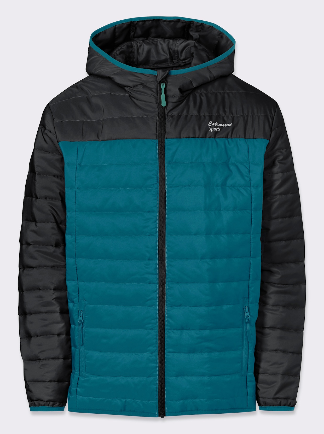 Catamaran Sports Steppjacke mit fester Kapuze - schwarz-aquapetrol