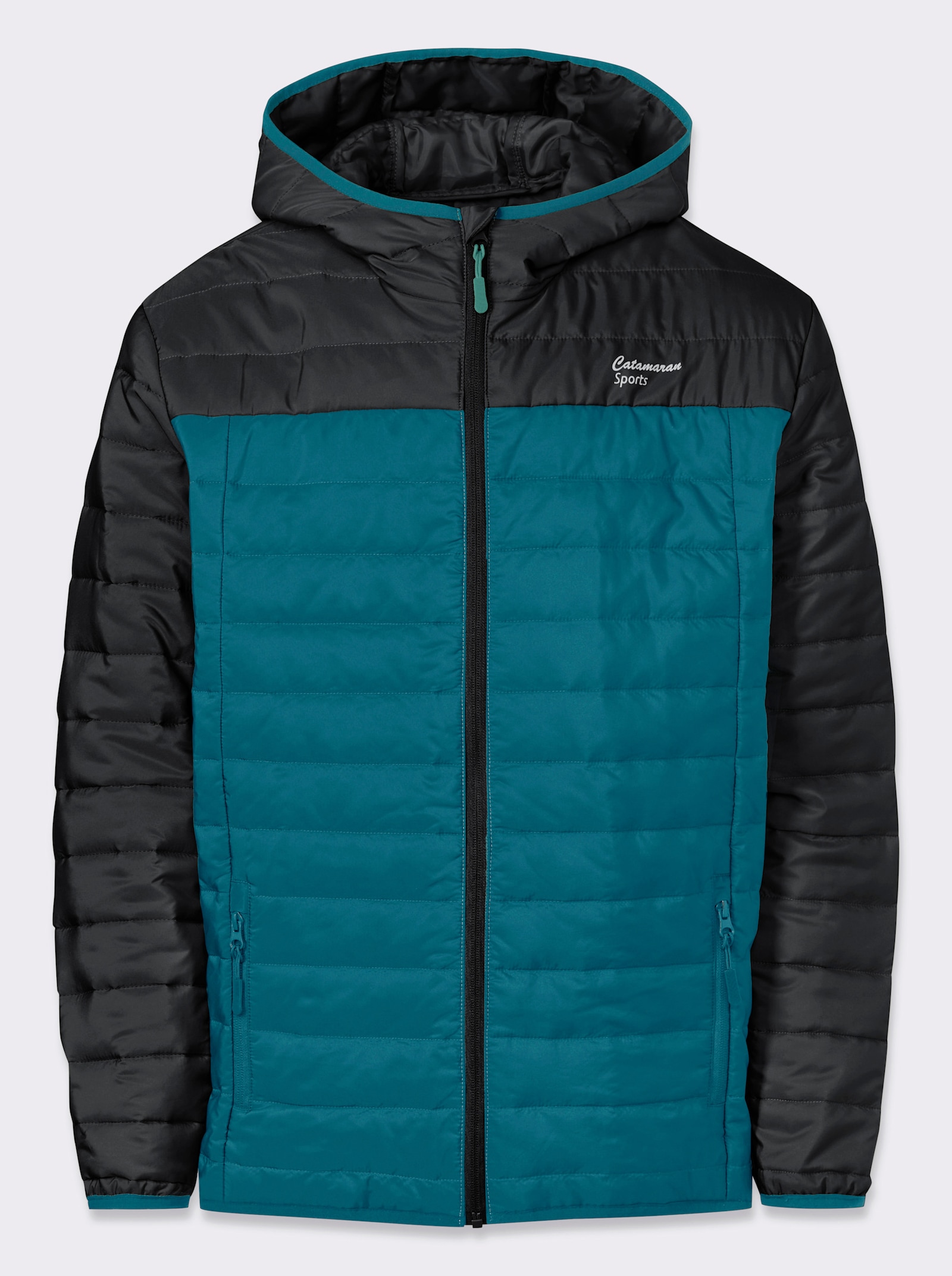 Catamaran Sports Steppjacke mit fester Kapuze - schwarz-aquapetrol