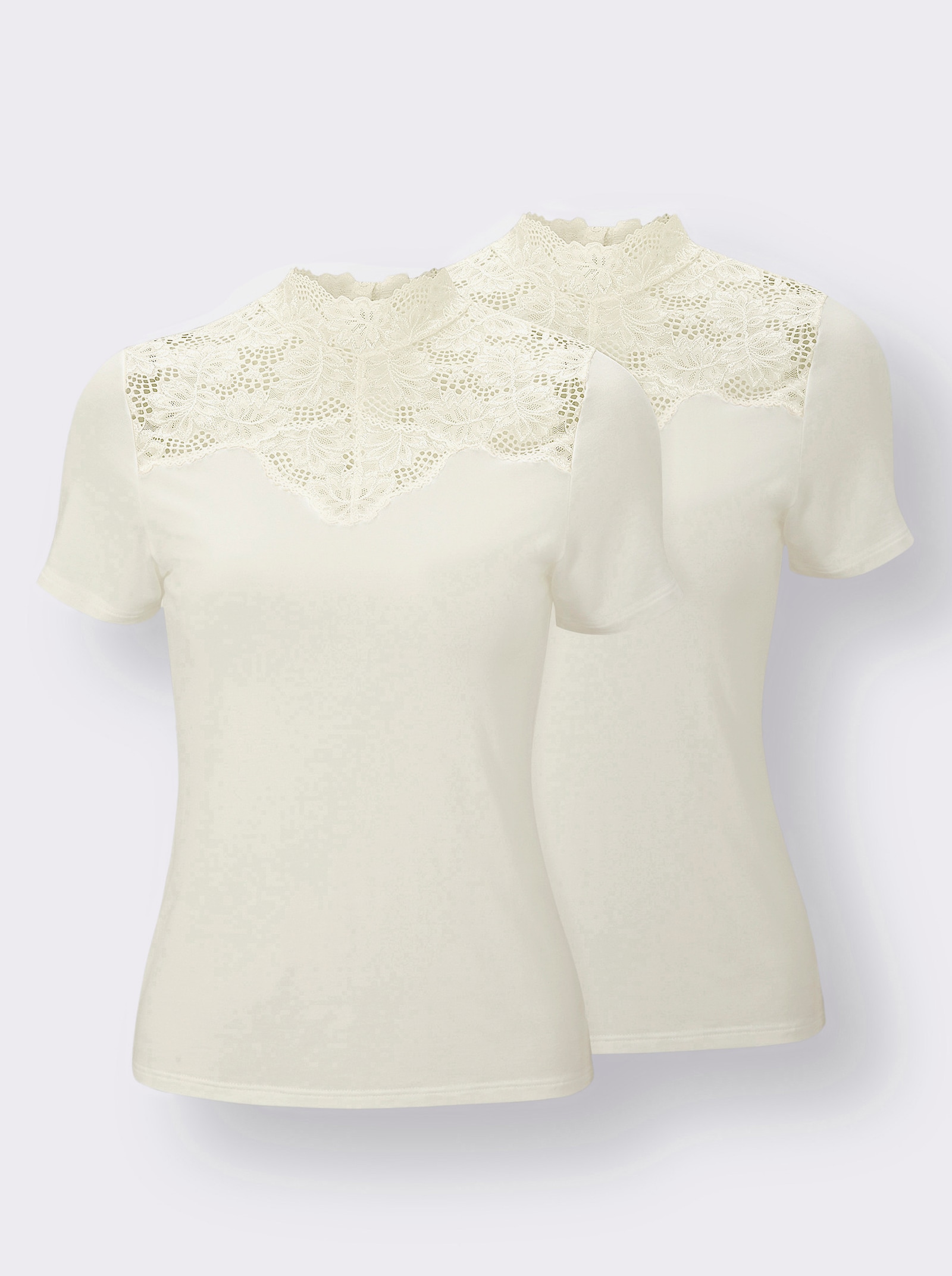 Nina von C. Blazershirt mit Spitze am Stehkragen - champagner